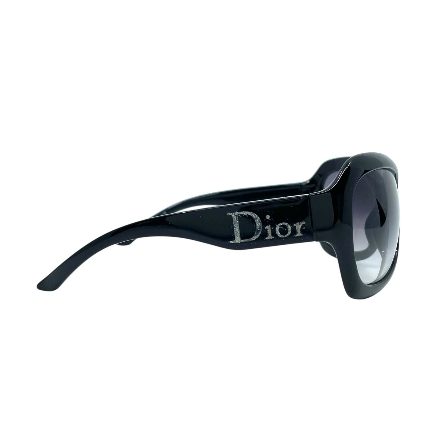 美品 Christian Dior デイオール サングラス 黒 ブラック プラスチック ロゴ グラデーション ヴィンテージ レディース W2