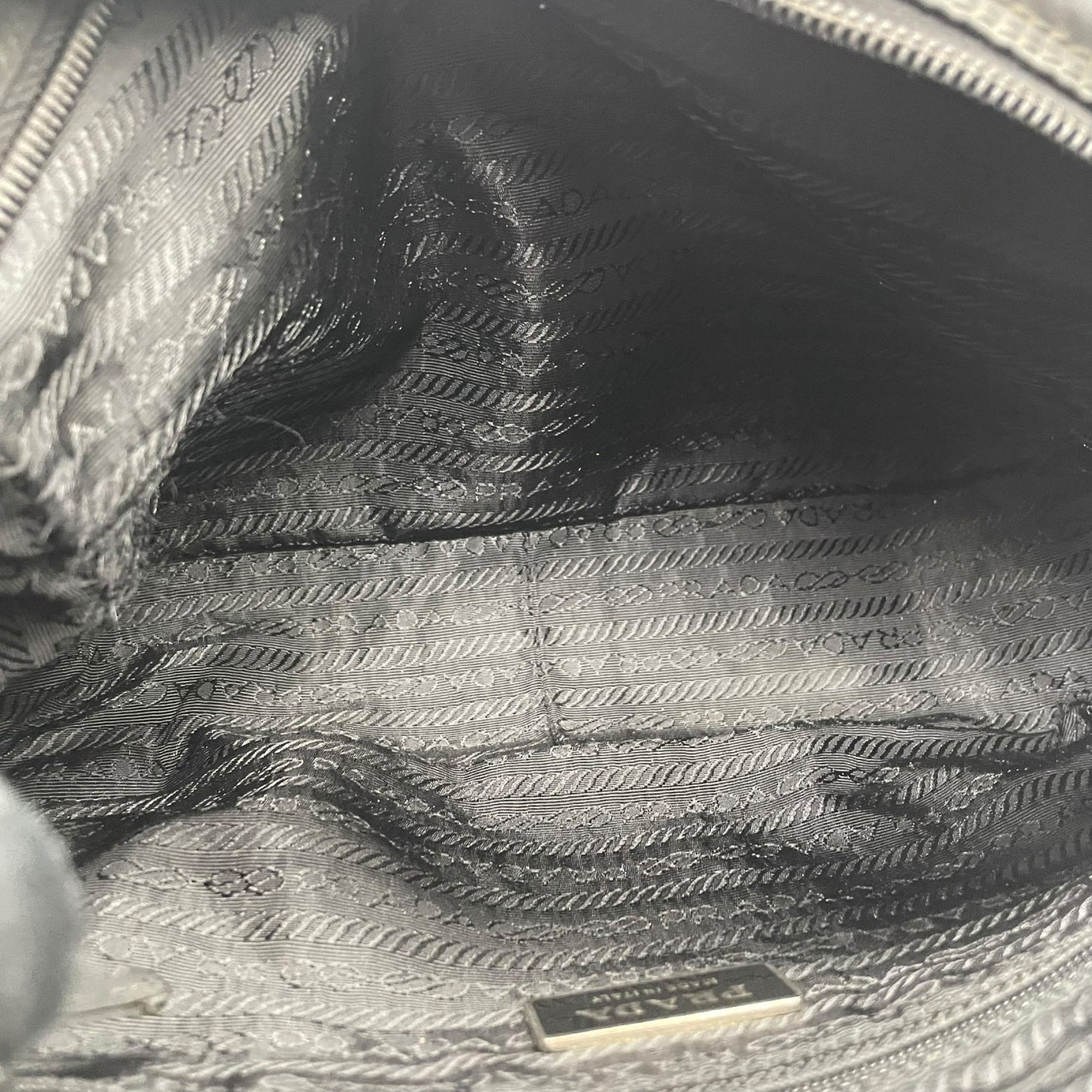 Authentic PRADA Shoulder Bag Triangle Logo Nylon Leather Black Silver Hardware BT0166