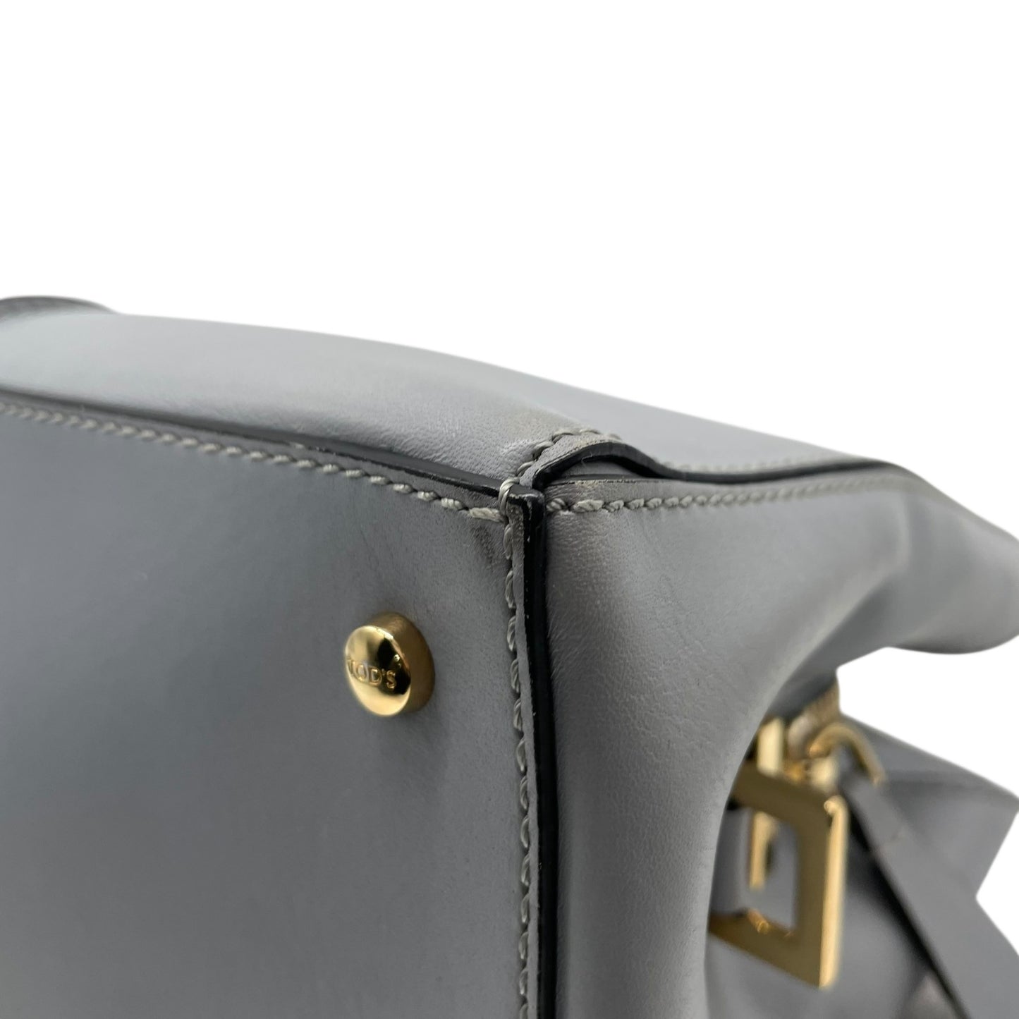 極美品 トッズ TOD'S Dキューブ スモール Dバッグ 2WAY ハンドバッグ ショルダーバッグ ミニボストン 肩掛け 斜め掛け グレーブルー 青 グレー 本革 レザー レディース A