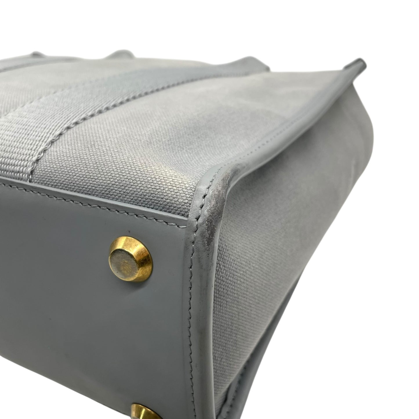 BALENCIAGA バレンシアガ ハードウェア スモール トートバッグ 2way ショルダーバッグ グレー キャンバス レザー ゴールド金具 ロゴ 671402 斜め掛け可 レディース B