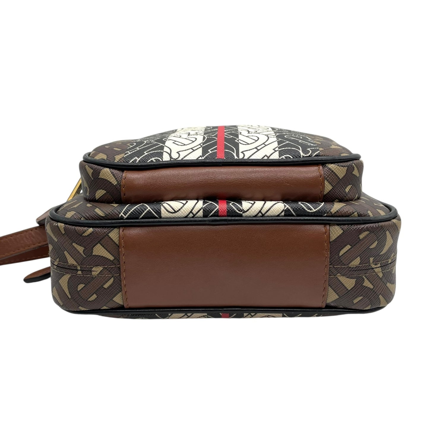 Authentic BURBERRY Monogram Stripe PVC Leather Shoulder Bag Brown Multi