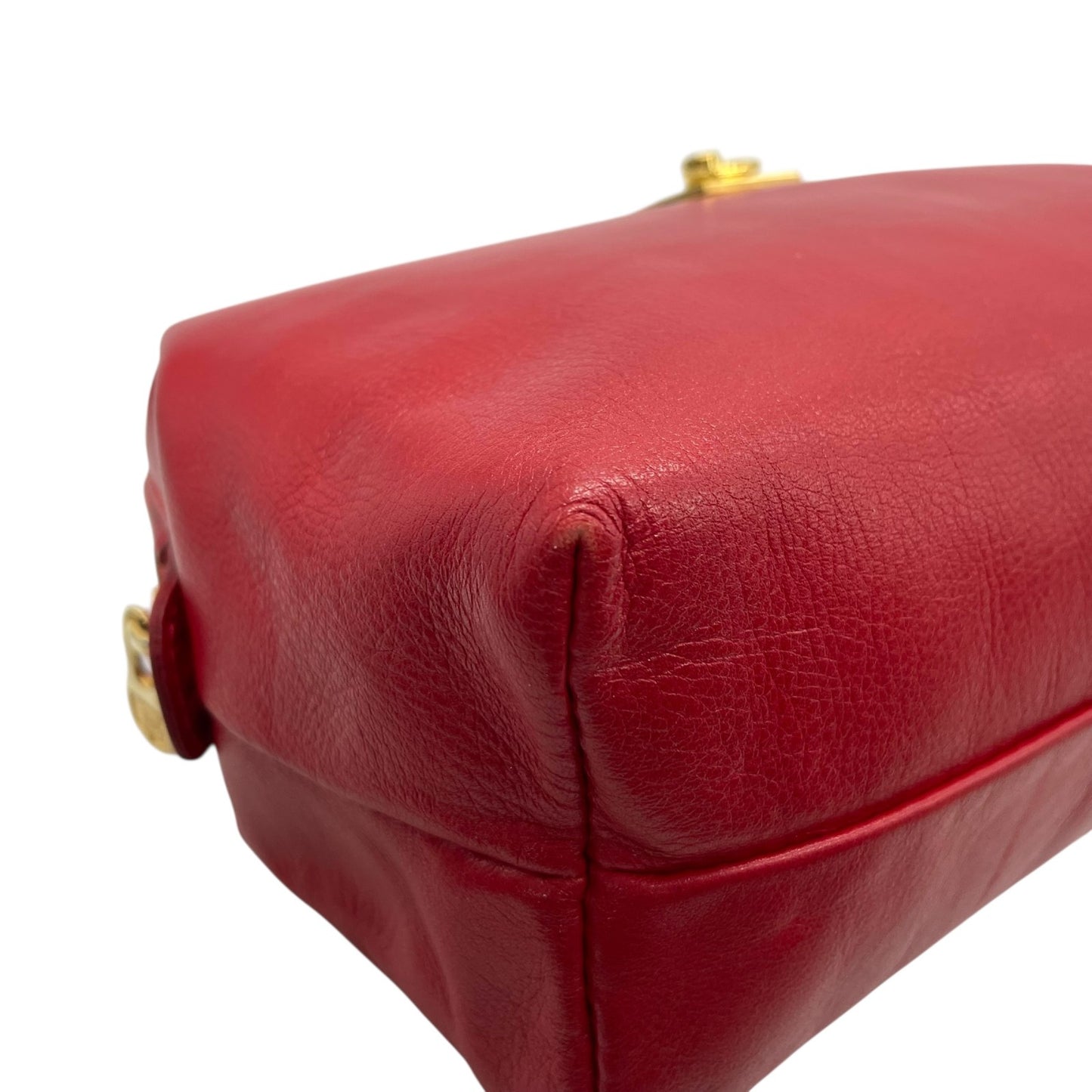 美品 CELINE セリーヌ オールドセリーヌ ポーチ メイクポーチ 化粧ポーチ クラッチバッグ 赤 レッド レザー ゴールド金具 ロゴ ヴィンテージ レディース ヴィンテージ K6