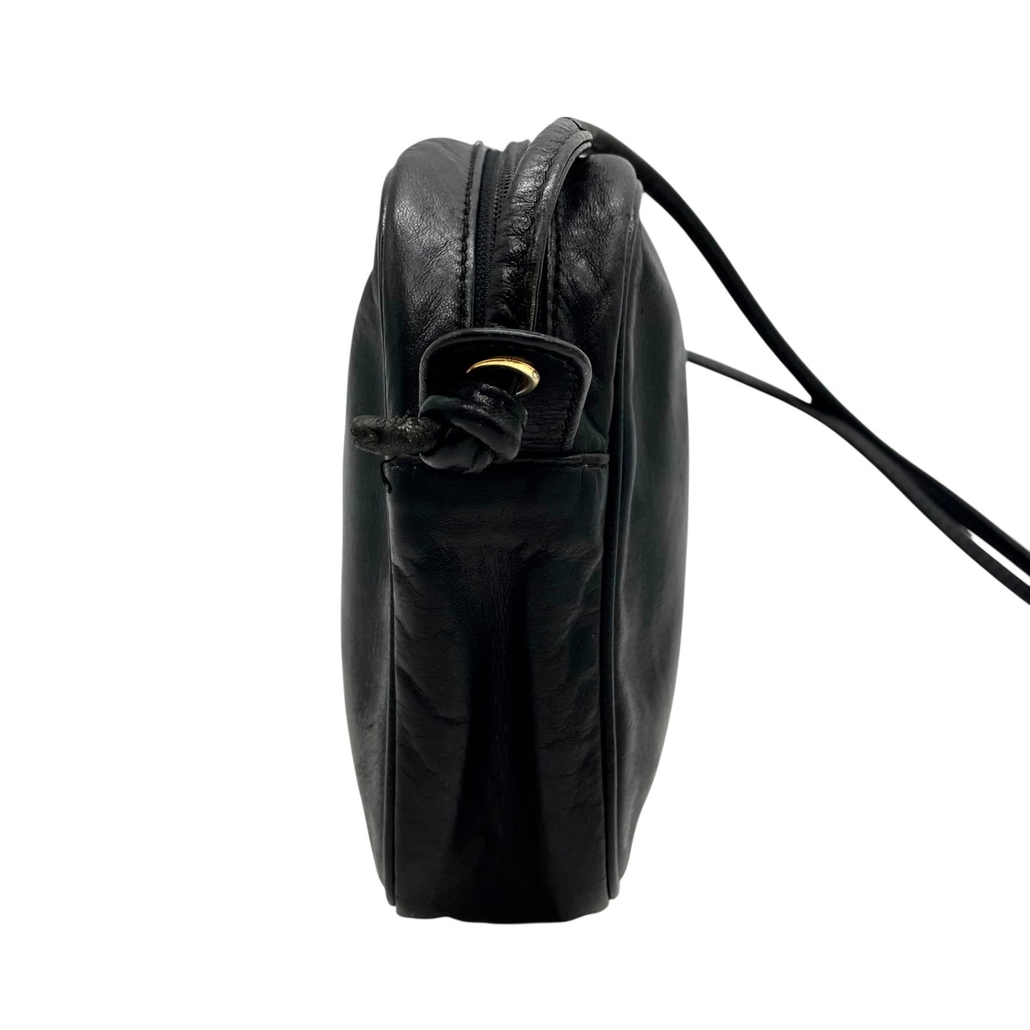 美品 LOEWE ロエベ ショルダーバッグ ミニバッグ コンパクト ポシェット アナグラム ロゴ 黒 ブラック レザー ゴールド金具 斜め掛け可 レディース ヴィンテージ D2