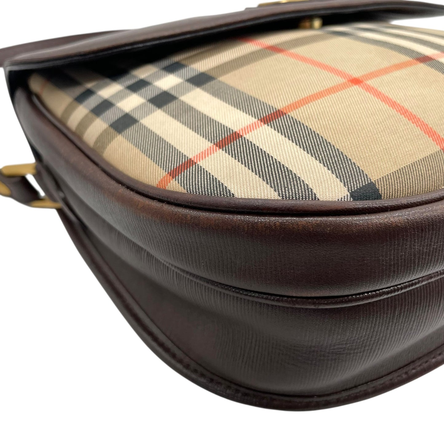 Burberry バーバリー ショルダーバッグ サコッシュ フラップ ノバチェック キャンバス×レザー ブラウン ホースロゴ シャドーホース ゴールド金具 クロスボディ ヴィンテージ アーカイブ ユニセックス K2