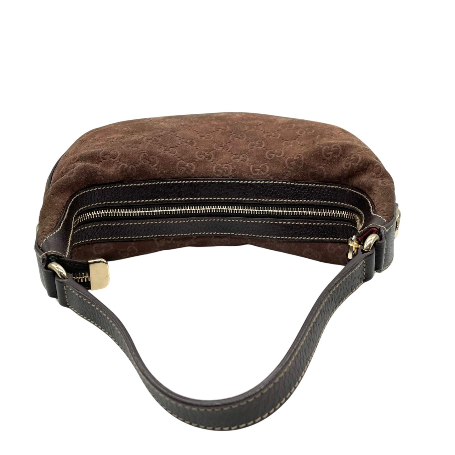 希少 GUCCI グッチ ワンショルダー ショルダーバッグ GG柄 スエード×レザー ブラウン 茶色 エンボス Y2K 153010 肩掛け B3