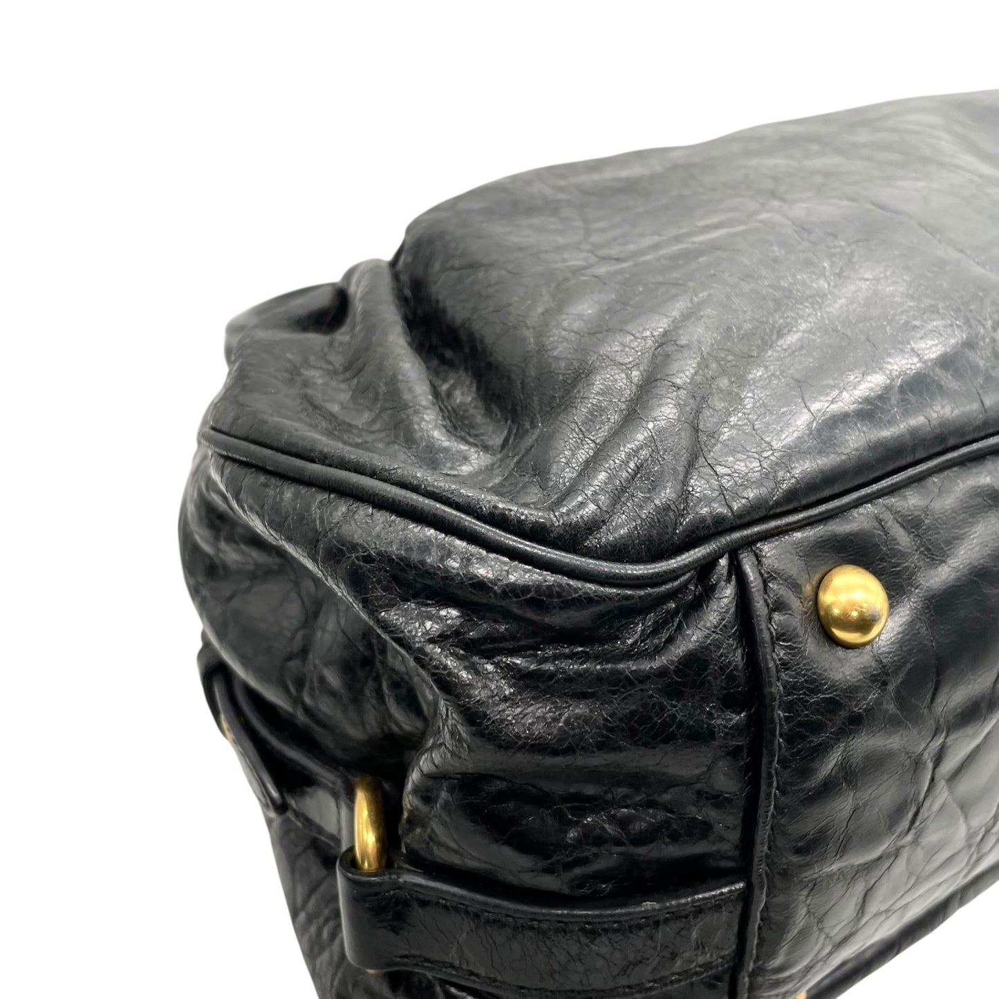 美品 miumiu ミュウミュウ 2WAY ハンドバッグ ショルダーバッグ 黒 ブラック レザー ゴールド金具 肩掛け可 カデナチャーム アーカイブ レディース ヴィンテージ D