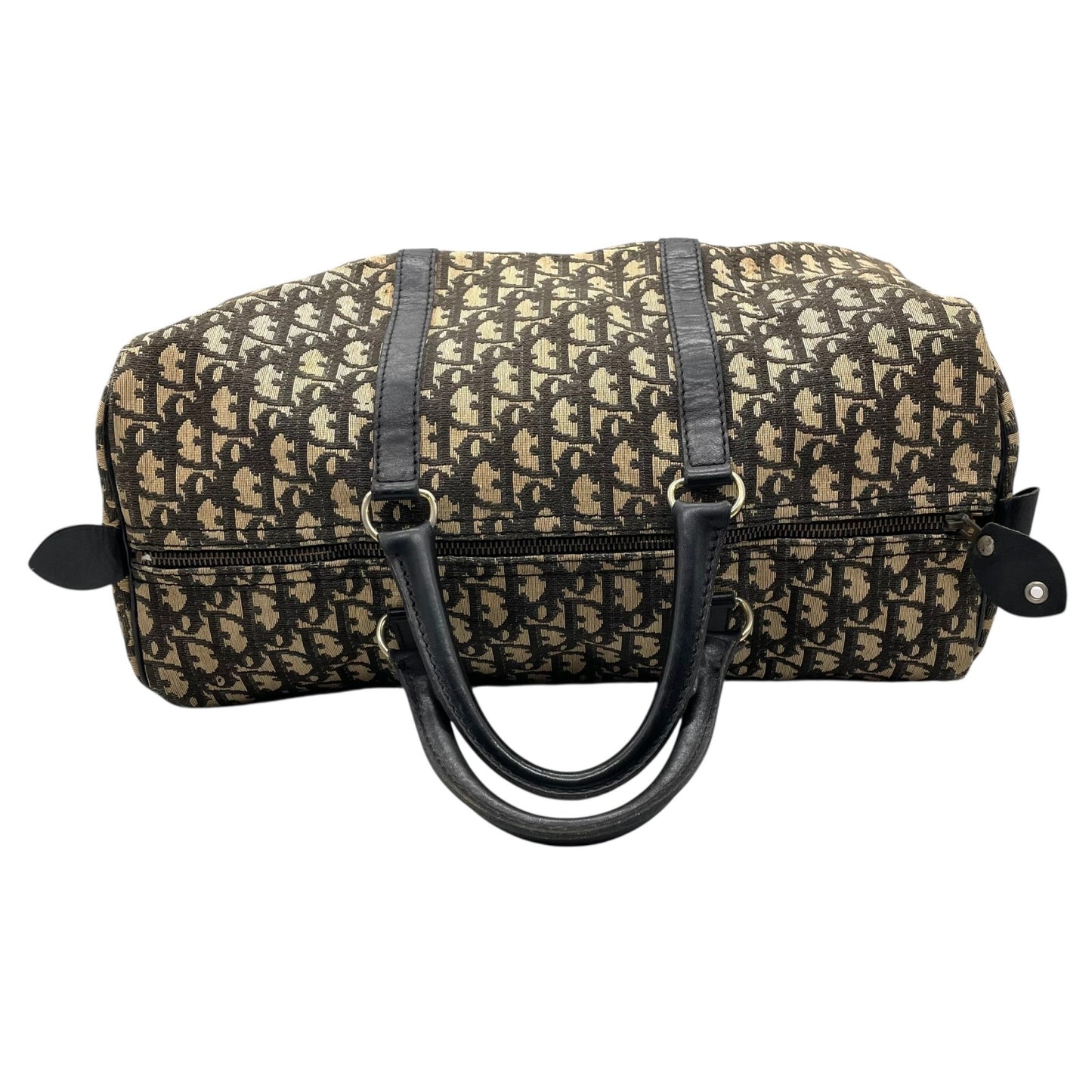 Christian Dior クリスチャンディオール Dior トロッター ボストンバッグ 旅行バッグ キャンバス×レザー ロゴ総柄 大容量 ヴィンテージ ハンドバッグ ネイビー C8