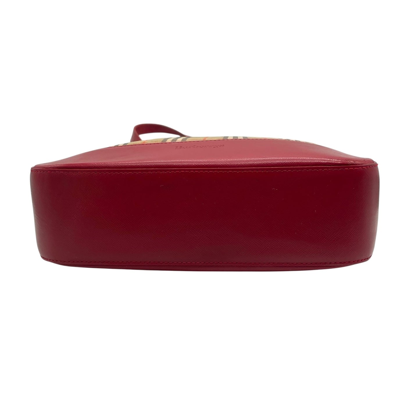 バーバリーズ Burberrys ヴィンテージ トートバッグ ハンドバッグ ノバチェック 赤 レッド レザーロングハンドル D4