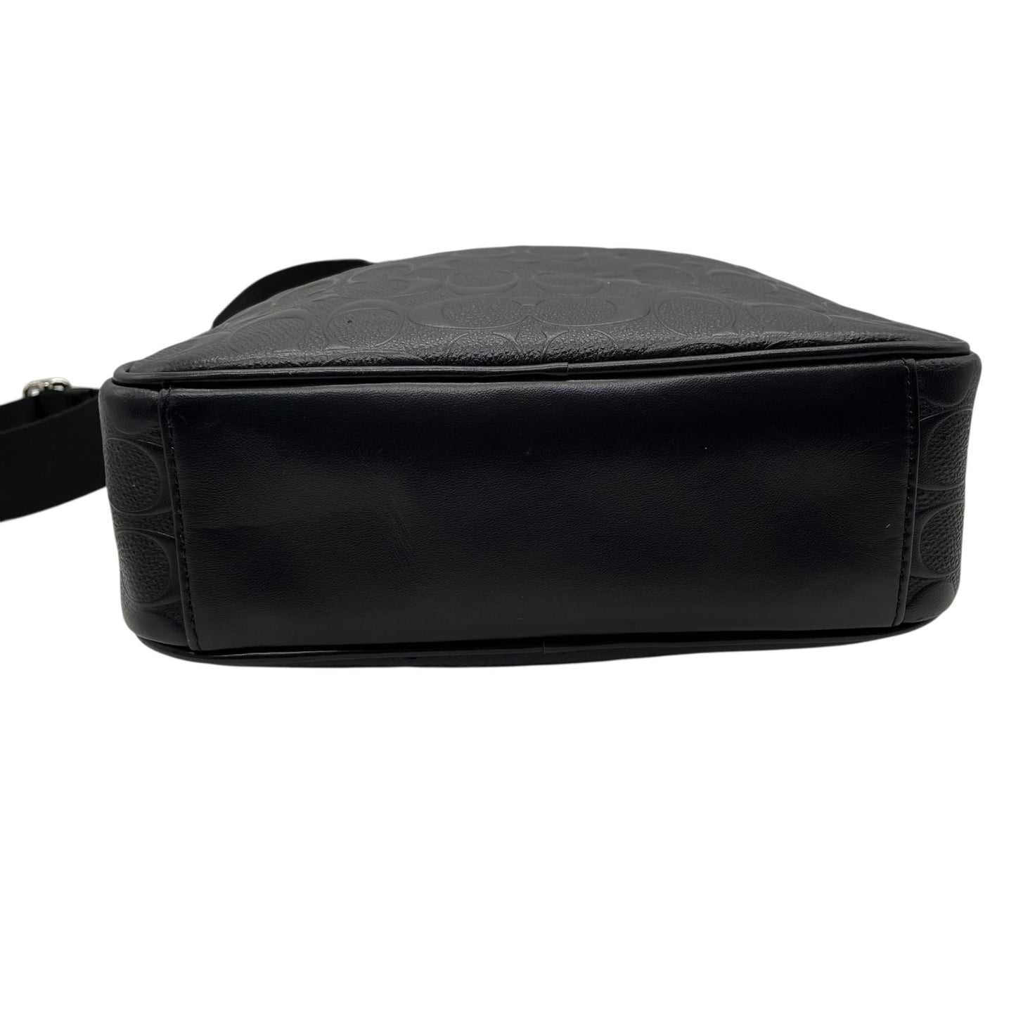 極美品 COACH コーチ ショルダーバッグ F11741 NIBLK シグネチャー 黒 ブラック レザー シルバー金具 チャールズ エンボス ロゴ 斜め掛け可 メンズ K12