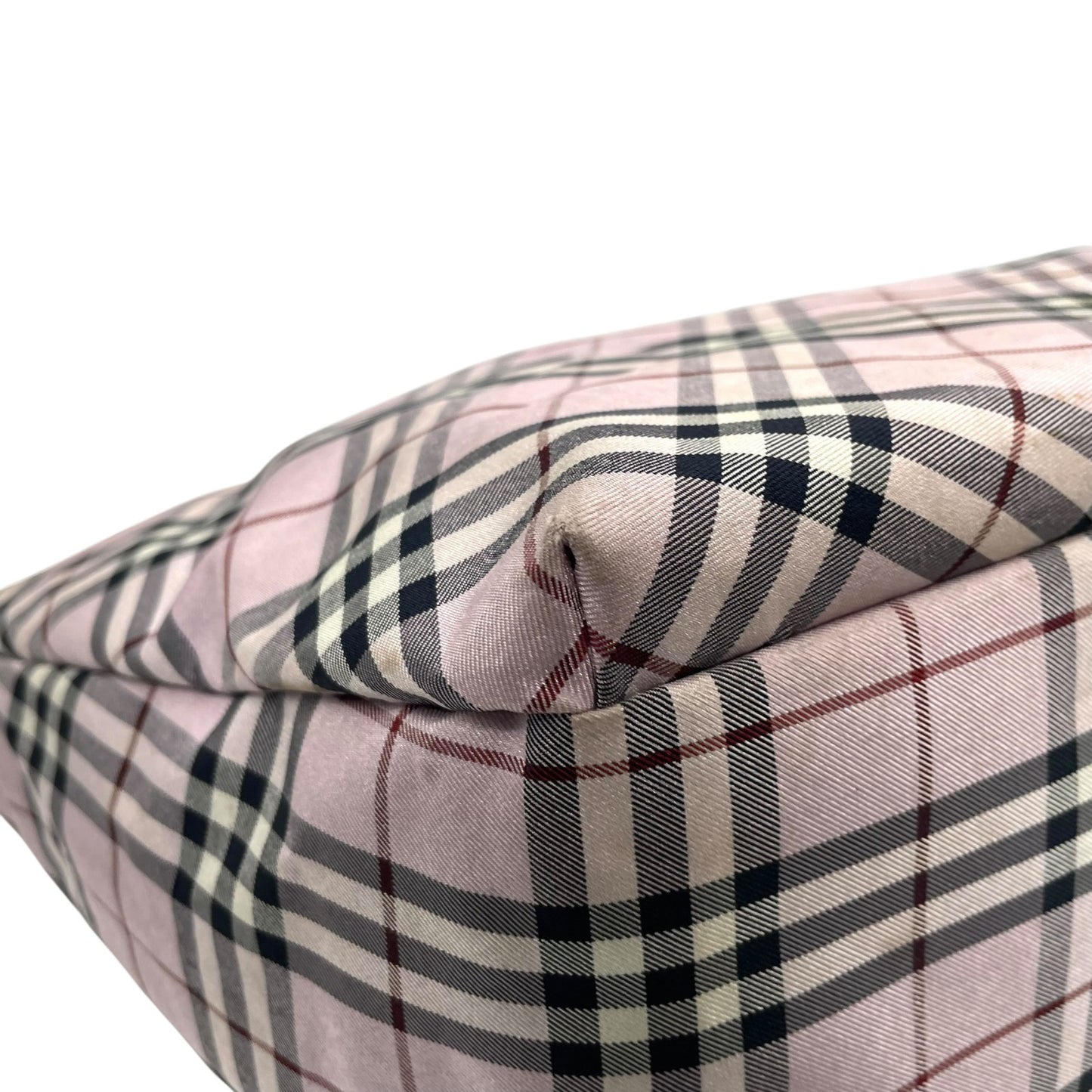 BURBERRY BLUE LABEL バーバリーブルーレーベル ハンドバッグ ノバチェック ピンク ブラウン シルバー金具 ナイロン レザー ファスナー開閉 ミニトート 手提げ ヴィンテージ レディース U9