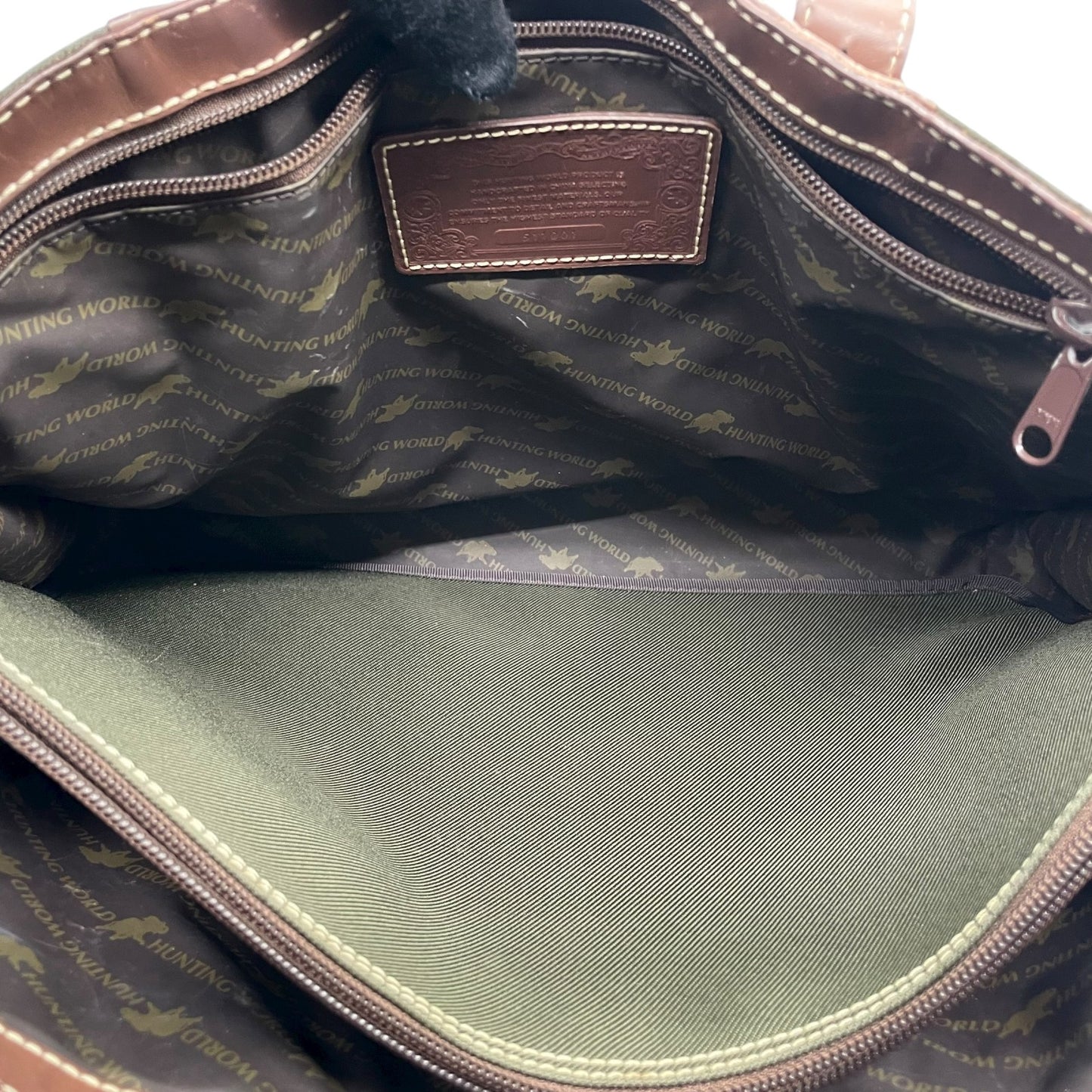 ハンティングワールド HUNTING WORLD トートバッグ ビジネスバッグ キャンバス×レザー グリーン×ブラウン 緑 茶色 メンズ S14