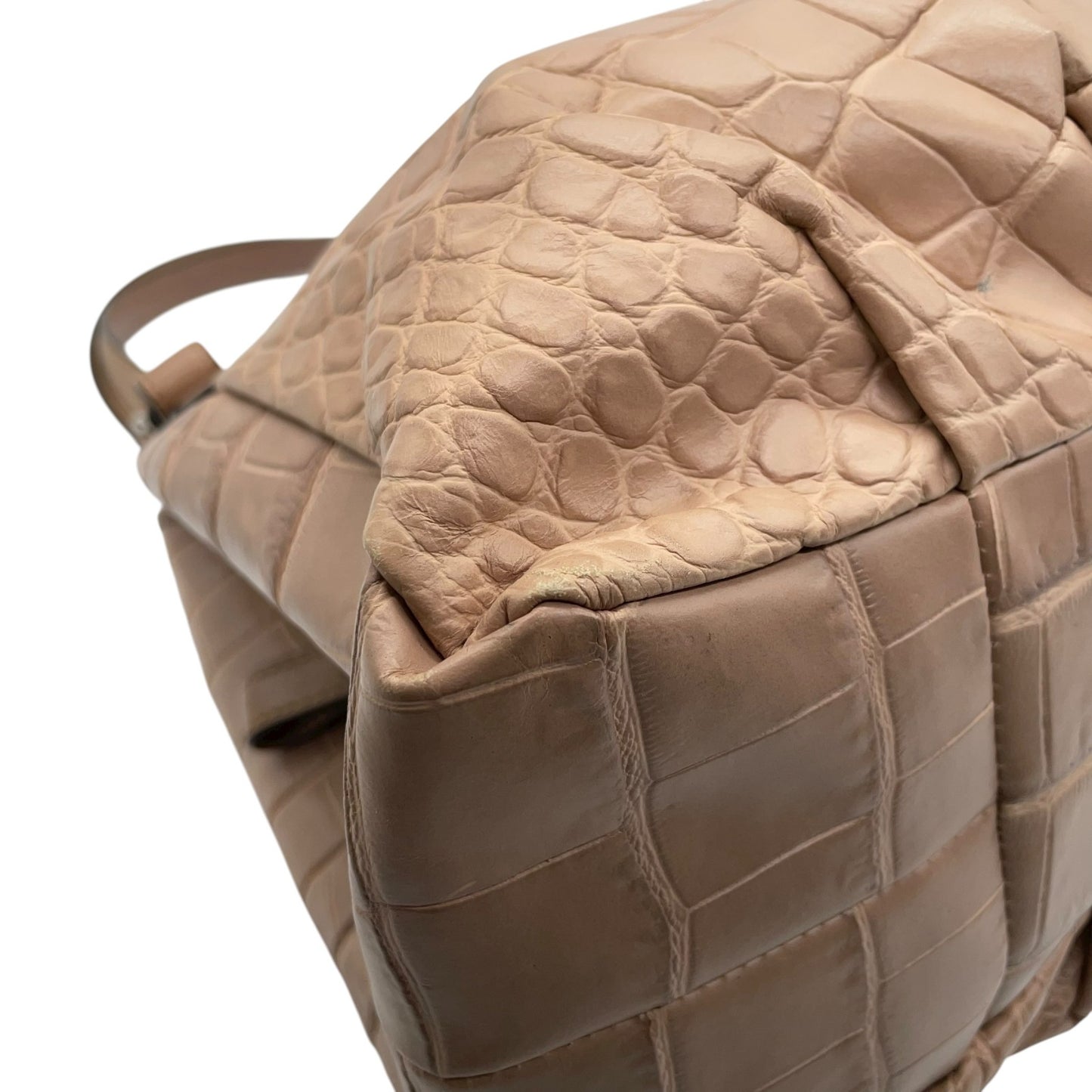 コーチ COACH ショルダーバッグ クロコ型押しレザー ベージュ シルバー金具 ホーボー トート T3