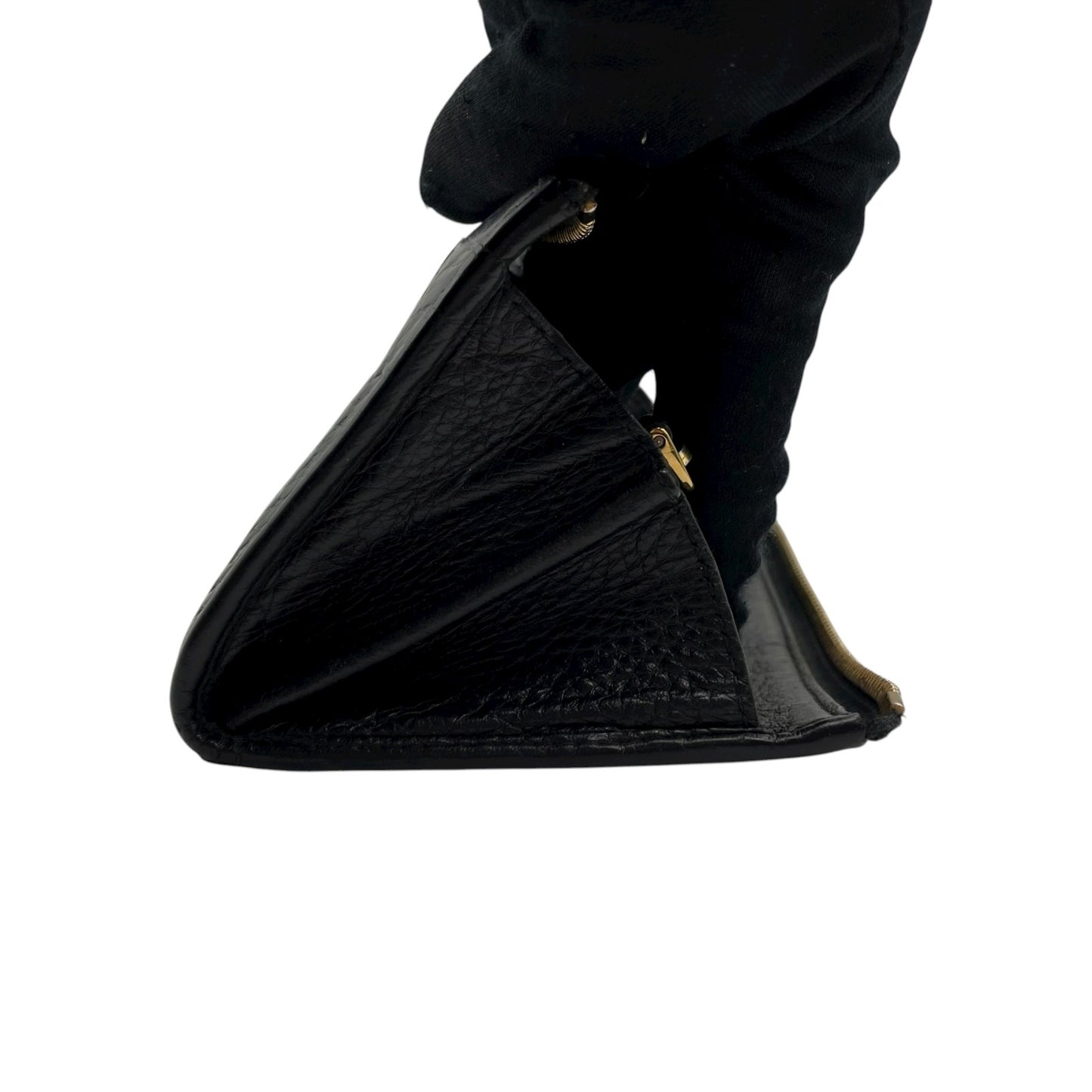 プラダ PRADA レザー ラウンドファスナー 長財布 黒 ブラック 金金具 ゴールドロゴ L字ファスナー 本革 ジップアラウンドウォレット M5