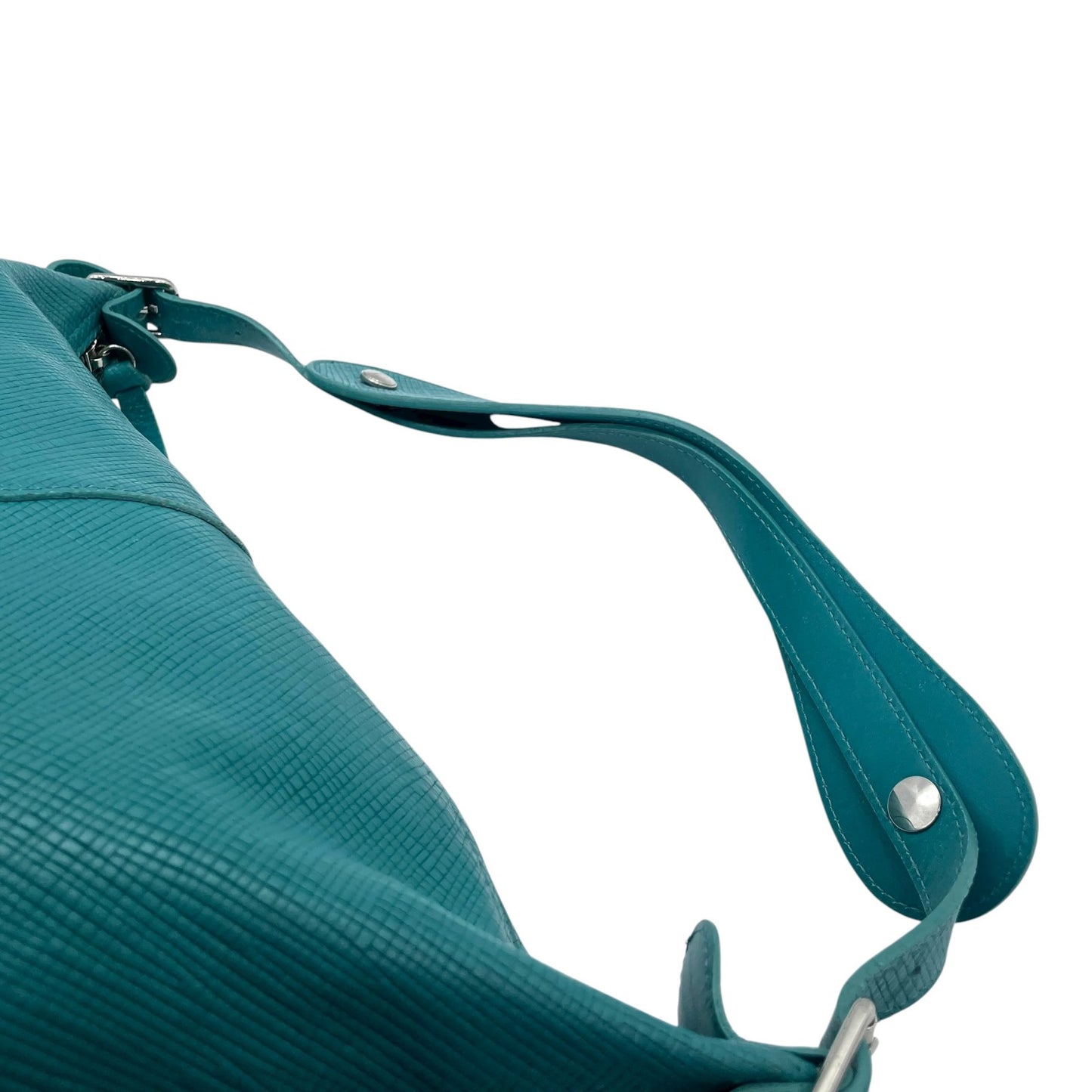 ロンシャン LONGCHAMP クアドリ レザー ホーボーバッグ ショルダーバッグ 水色 ターコイズブルー シルバー金具 U2