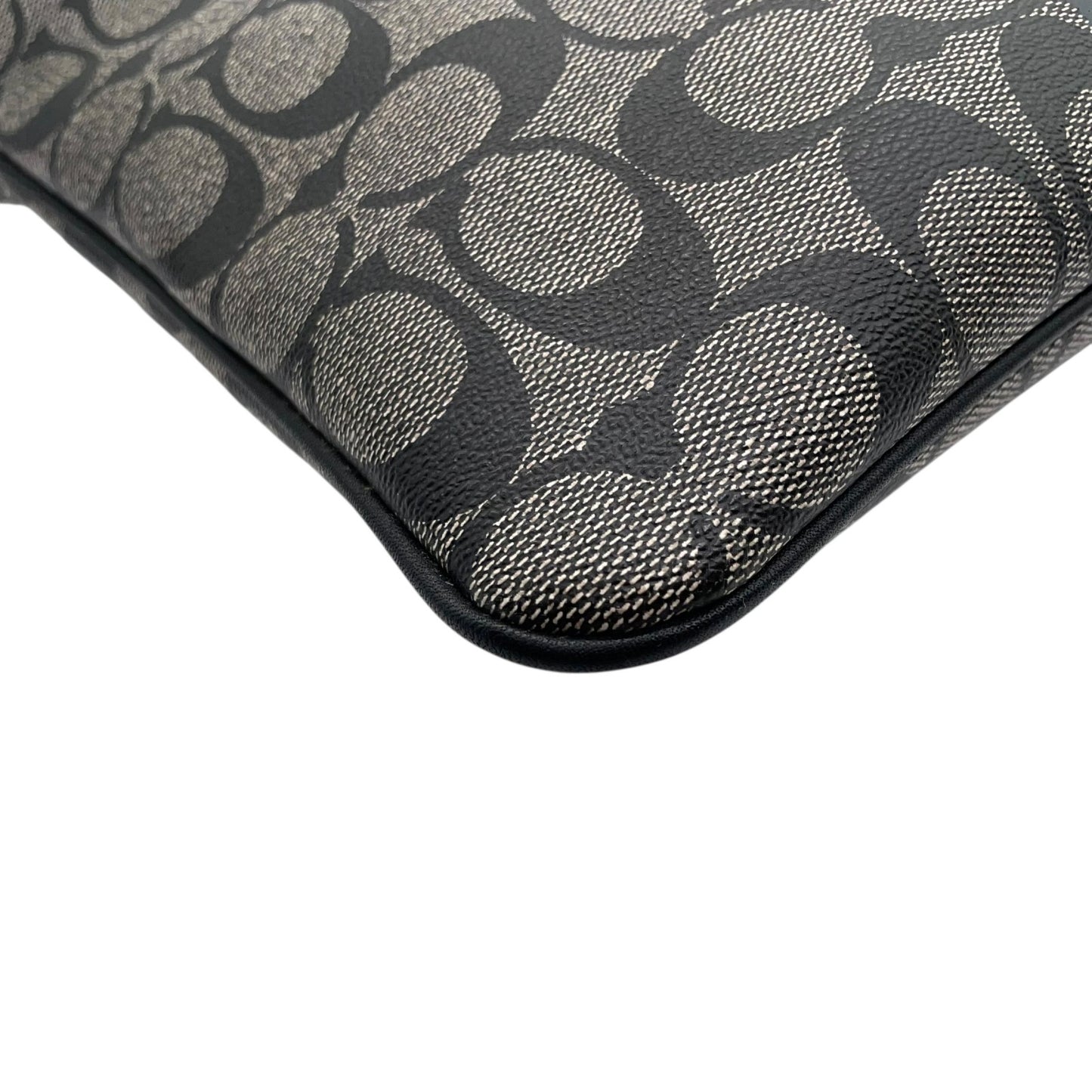 コーチ COACH シグネチャー ショルダーバッグ 黒 ブラック グレー レザー コンビ クロスボディ S50