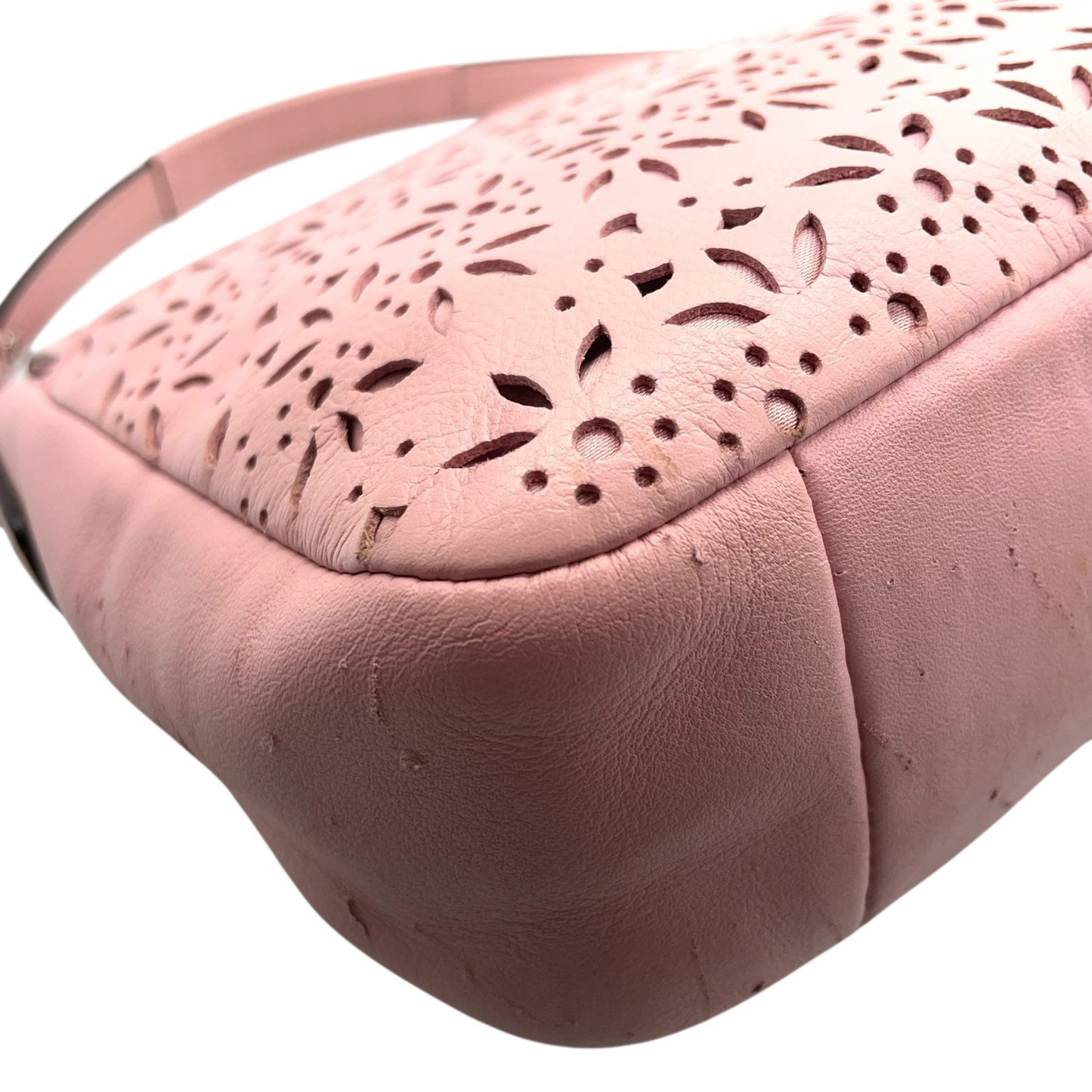 コーチ COACH フラワーカットワーク レザー ワンショルダー ショルダーバッグ ピンク 2WAY シルバー金具 S50