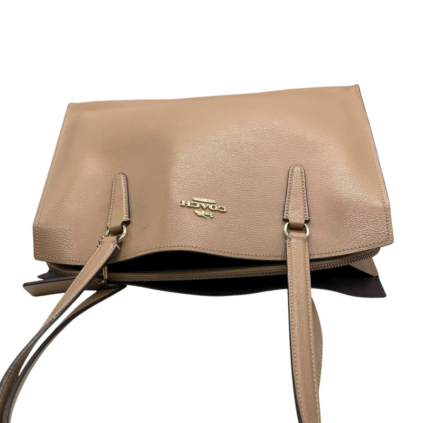 美品 コーチ COACH トートバッグ ハンドバッグ ペブルドレザー C4076 ベージュ A4収納可 金金具 ゴールド金具 ビジネスバッグ 2