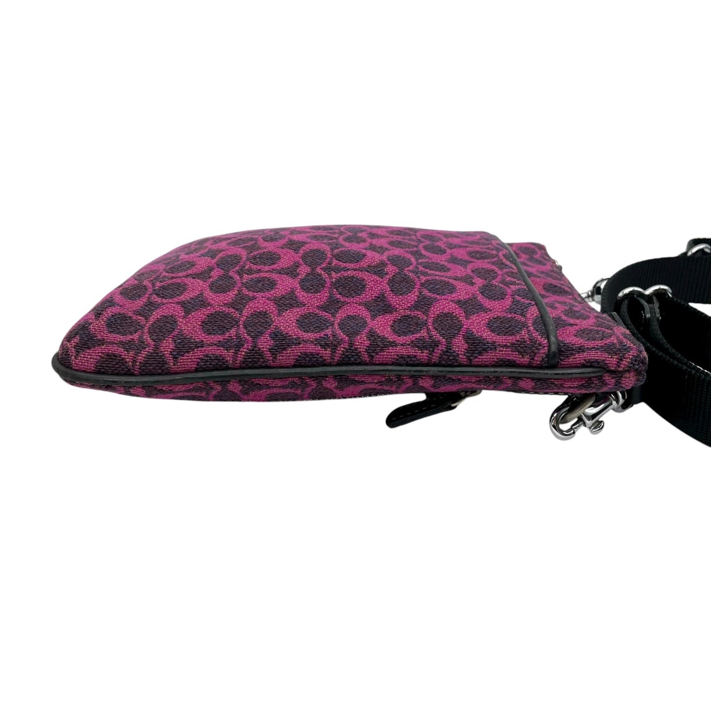 美品 コーチ COACH シグネチャー ジャカード ショルダーバッグ クロスボディ ピンク パープル ブラック レディース C8