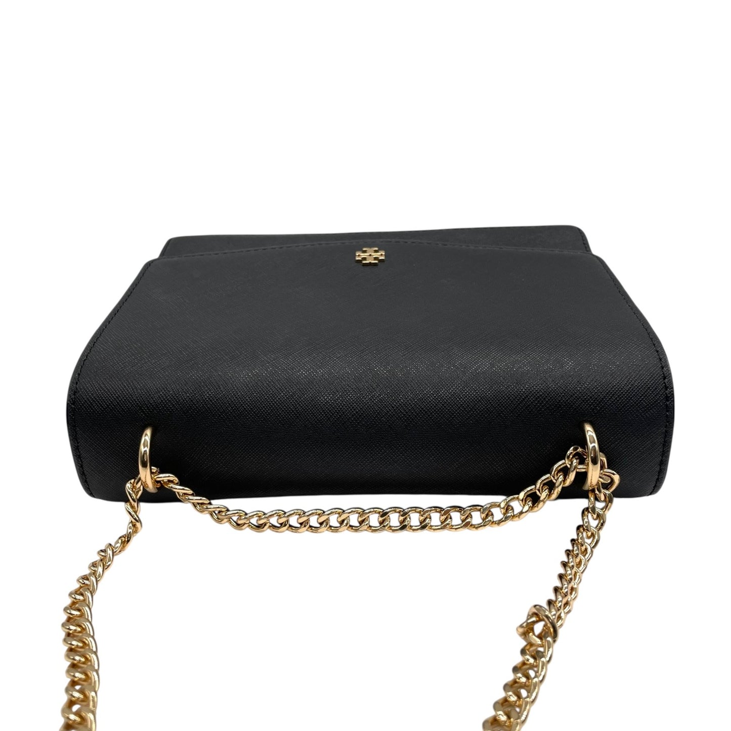 美品 トリーバーチ TORY BURCH チェーンショルダーバッグ ハンドバッグ 肩掛け 型押し 2WAY 黒 ブラック 金 ゴールド レザー ミニバッグ A1