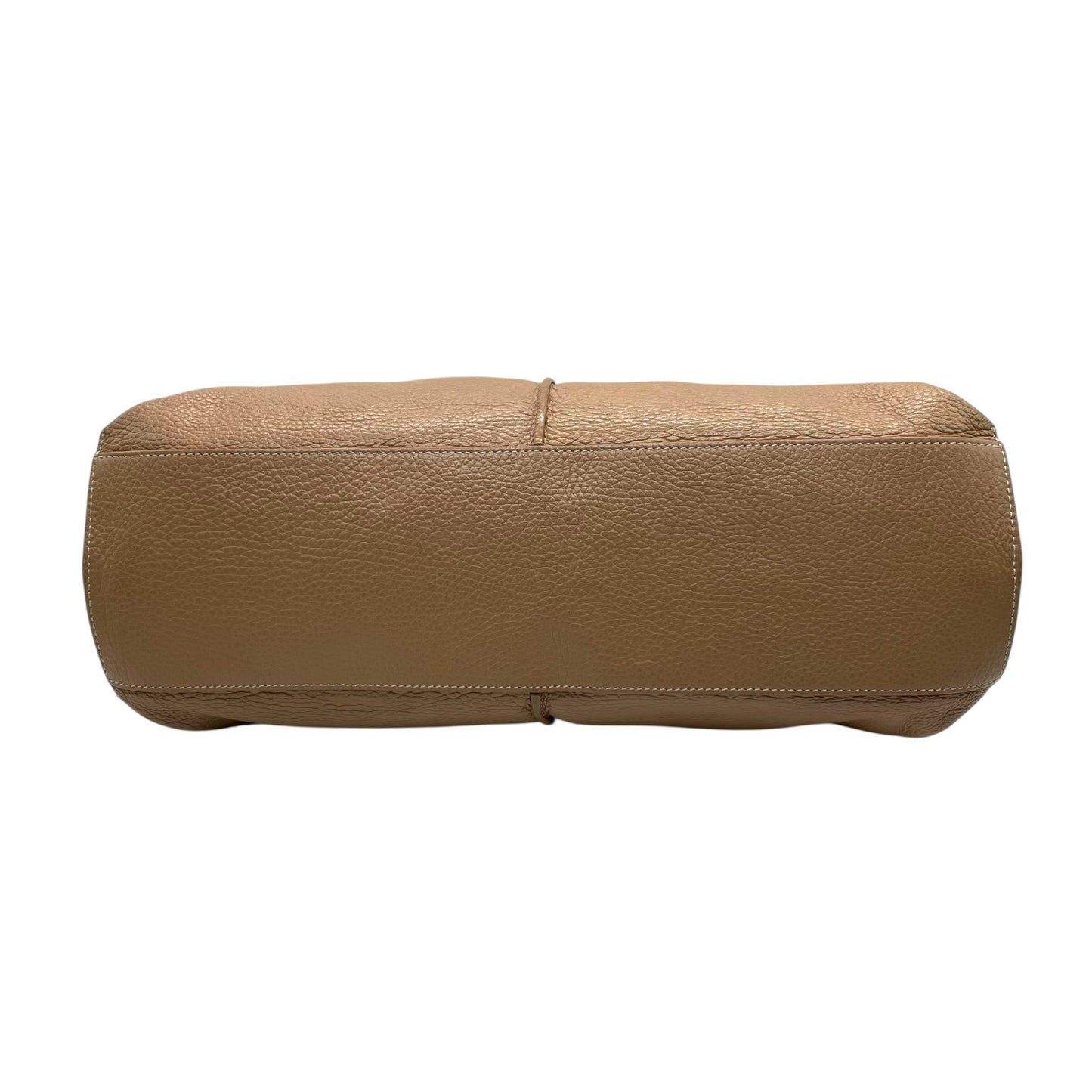 美品 コーチ COACH トートバッグ レザー ベージュ シルバー金具 メタルリング 肩掛け A4収納可 S52