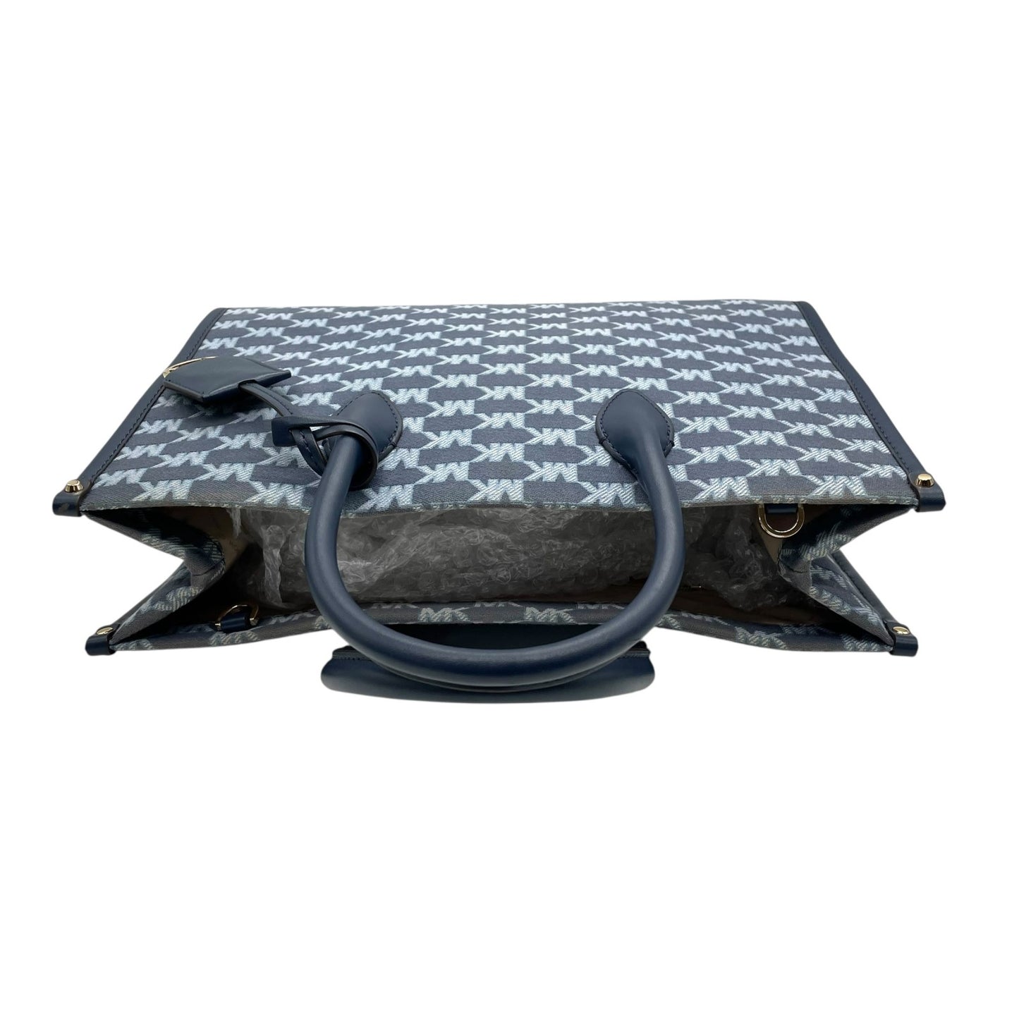 マイケルコース MICHAEL KORS トートバッグ MKロゴ 紺 ネイビー ジャカード 金金具 ゴールド金具 A4収納可 ハンドバッグ A2