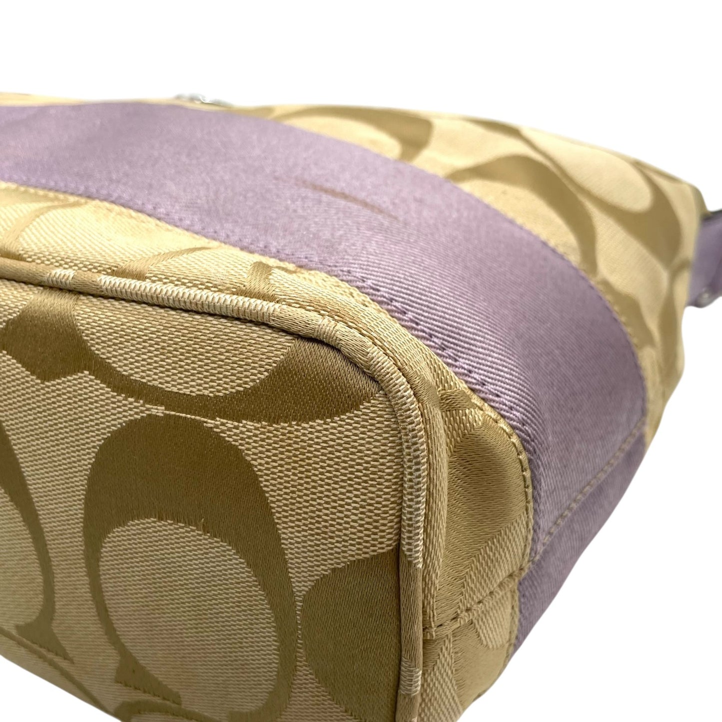 コーチ COACH シグネチャー ワンショルダー ショルダーバッグ F17434 ベージュ ライトパープル キャンバス レザー S18