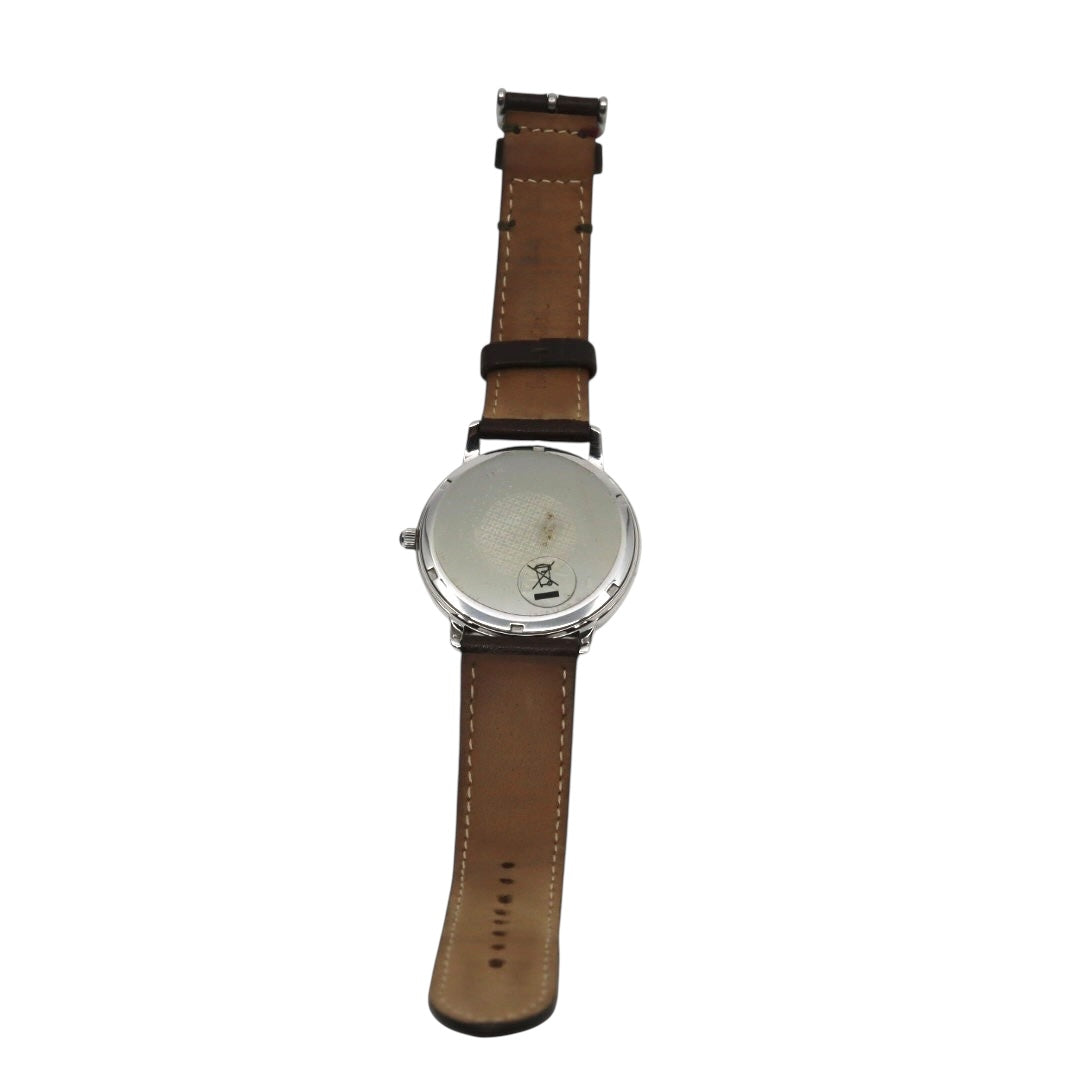 美品 【電池交換済】ポールスミス Paul Smith 腕時計 The City 1009 メンズ クオーツ アナログ ブルーダイヤル ブラウンレザーベルト シルバーケース シンプル クラシック ビジネス ドレスウォッチ エレガント クリーニング済み G2