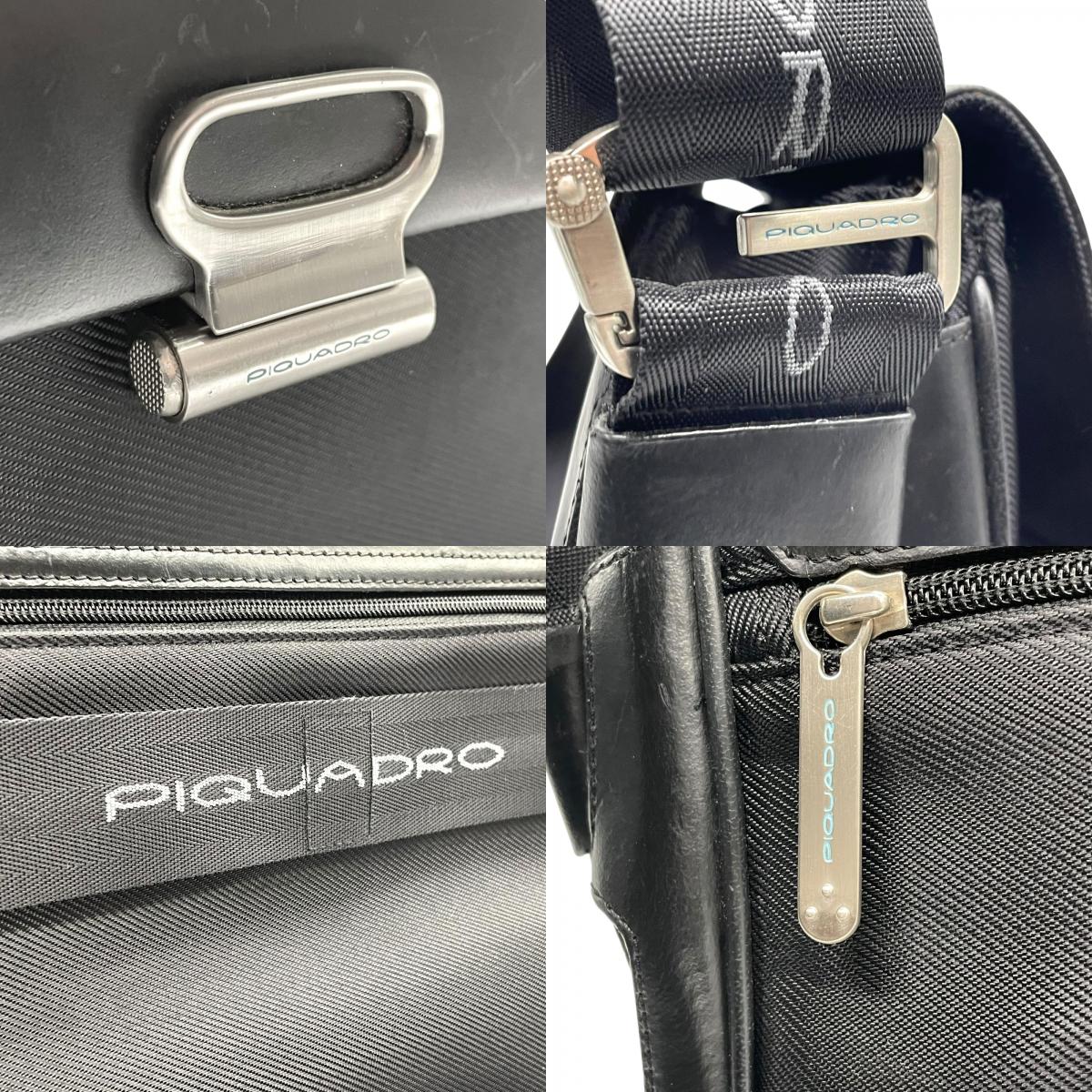ピクアドロ Piquadro ビジネスバッグ ショルダーバッグ ナイロン×レザー 黒 ブラック メンズ 通勤 2WAY イタリア製 E