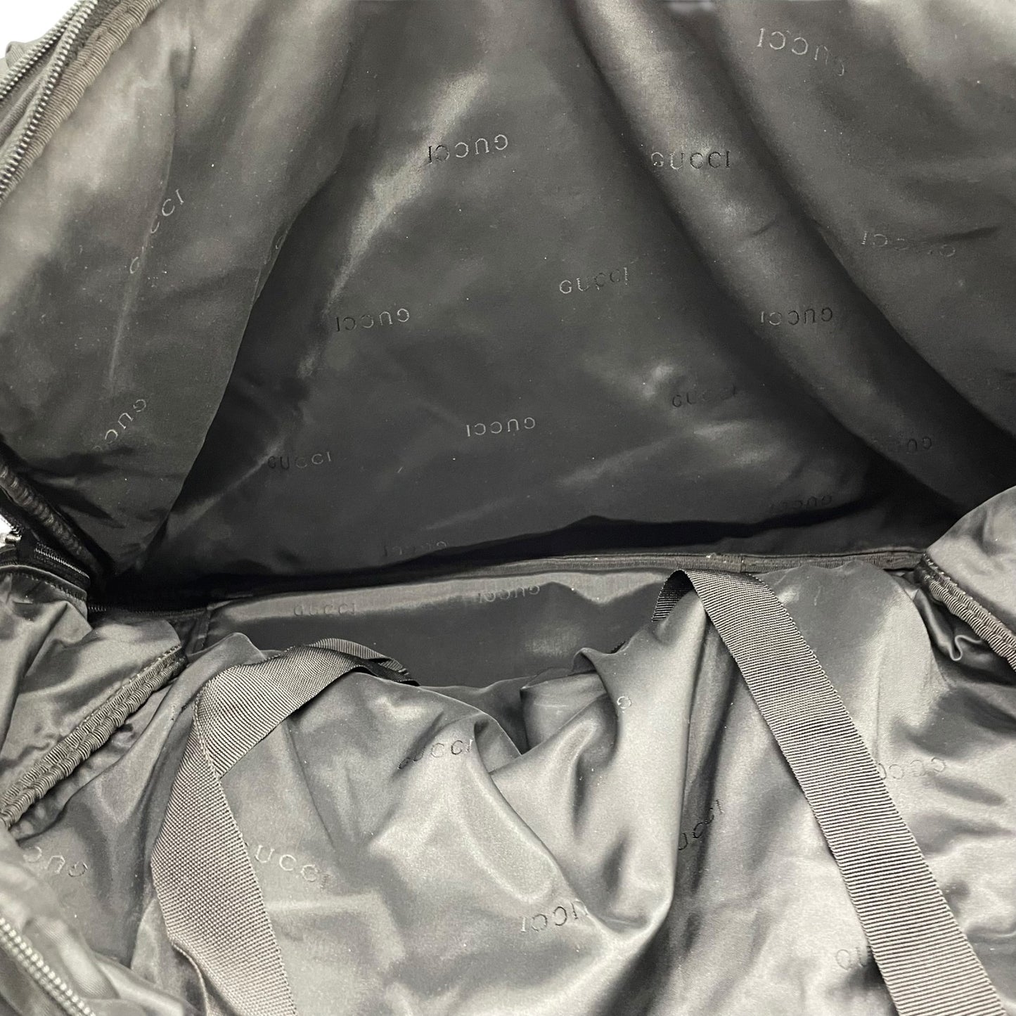 グッチ GUCCI ボストンバッグ ショルダーバッグ ブラック 黒 2way ナイロン レザー 大容量 トラベルバッグ ビジネスバッグ 斜め掛け可 ロゴ シルバー金具 メンズ X