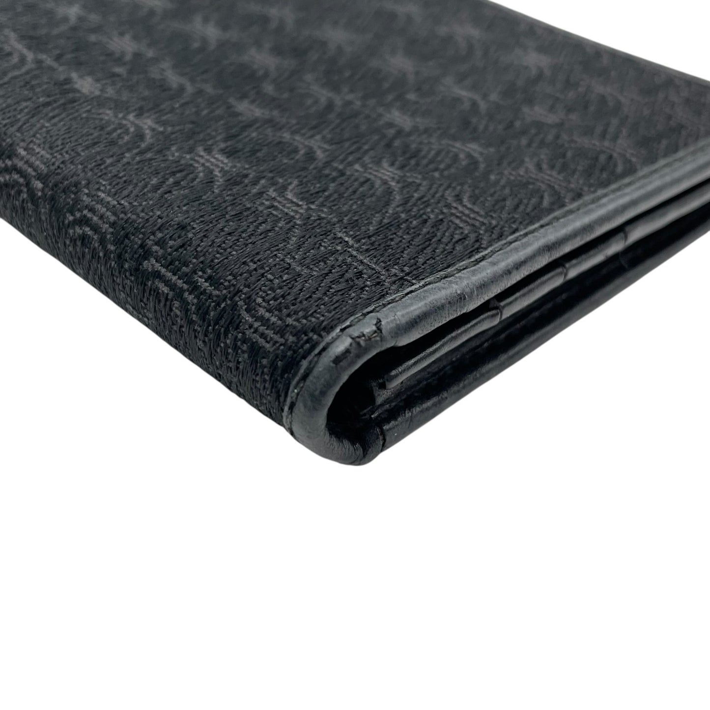 グッチ GUCCI 二つ折り 長財布 黒 ブラック キャンバス レザー ゴールド金具 ロゴ 総柄 メンズ レディース M5