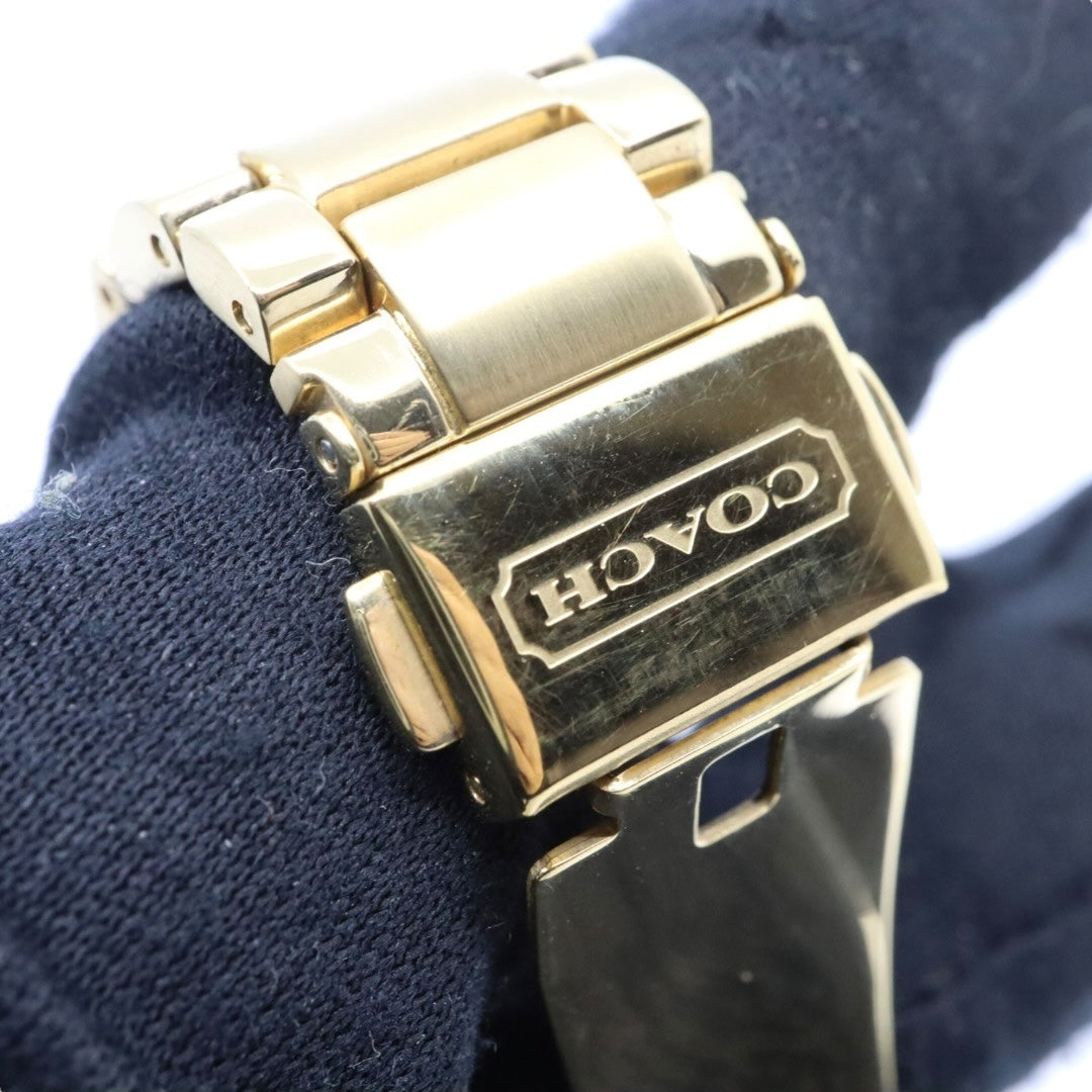 美品 電池交換済 クリーニング済 コーチ COACH 腕時計 CA-67.7.34.0690 レディースウォッチ クォーツ ゴールド ステンレススチール シルバー文字盤 シグネチャー柄 アナログ エレガント クラシック ドレスウォッチ 稼働品 G3