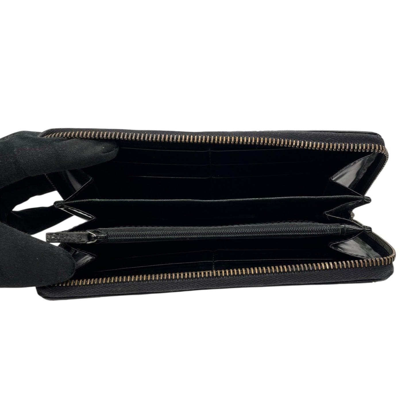 GUCCI グッチ GGインプリメ ラウンドファスナー 長財布 307982 黒 ブラック PVC レザー シルバー金具 メンズ レディース M4