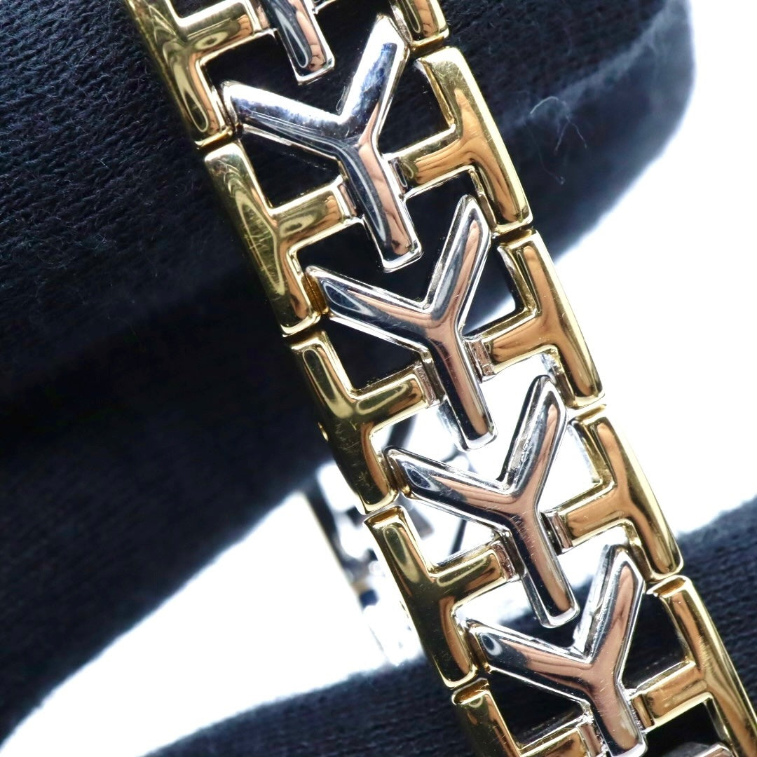 【新品同様/電池交換済】イヴサンローラン YSL 腕時計 4620-E62143 レディース クオーツ アナログ オクタゴン 八角形 ゴールド文字盤 コンビブレス ヴィンテージ クラシック エレガント ドレスウォッチ クリーニング済 G2