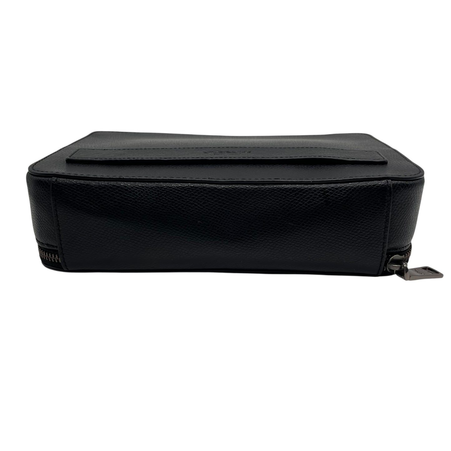 COACH コーチ クラッチバッグ セカンドバッグ F93555 黒 ブラック レザー ブラック金具 ロゴ型押し ストラップ付 メンズ U2