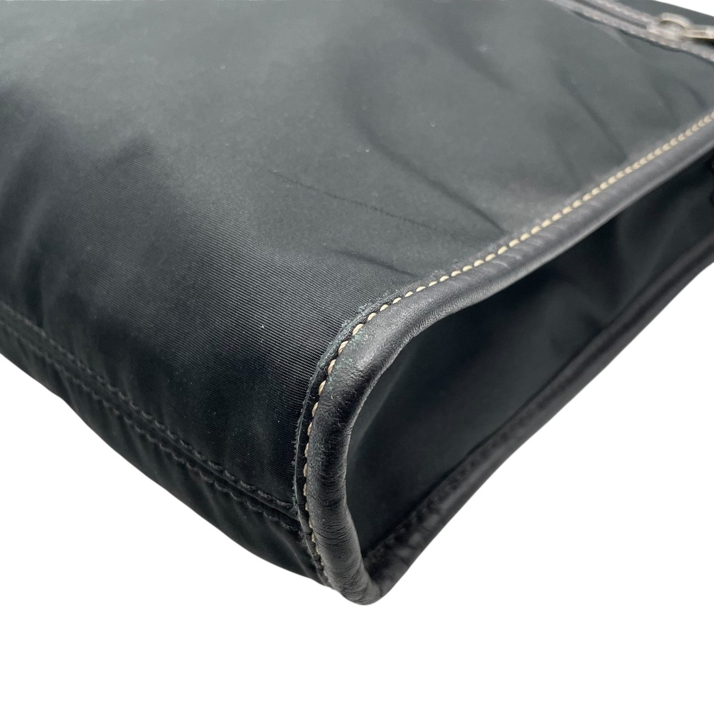 COACH コーチ ビジネスバッグ ブリーフケース 黒 ブラック キャンバス レザー シルバー金具 ステッチ ロゴチャーム付き ファスナー開閉 メンズ X2