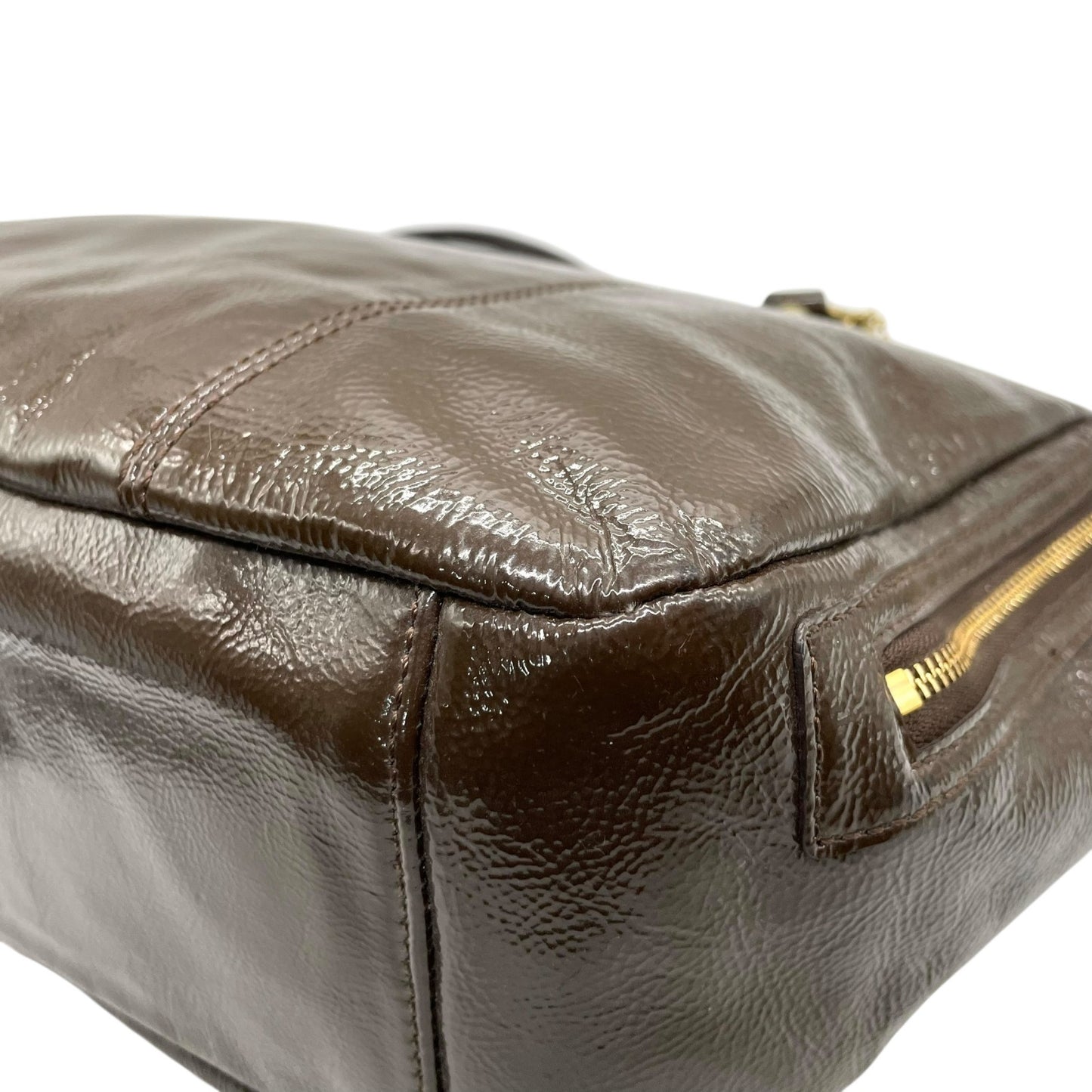 コーチ COACH トートバッグ パテントレザー F20431 茶色 ブラウン 金金具 ゴールド金具 チャーム付き A4対応 通勤 通学 S93