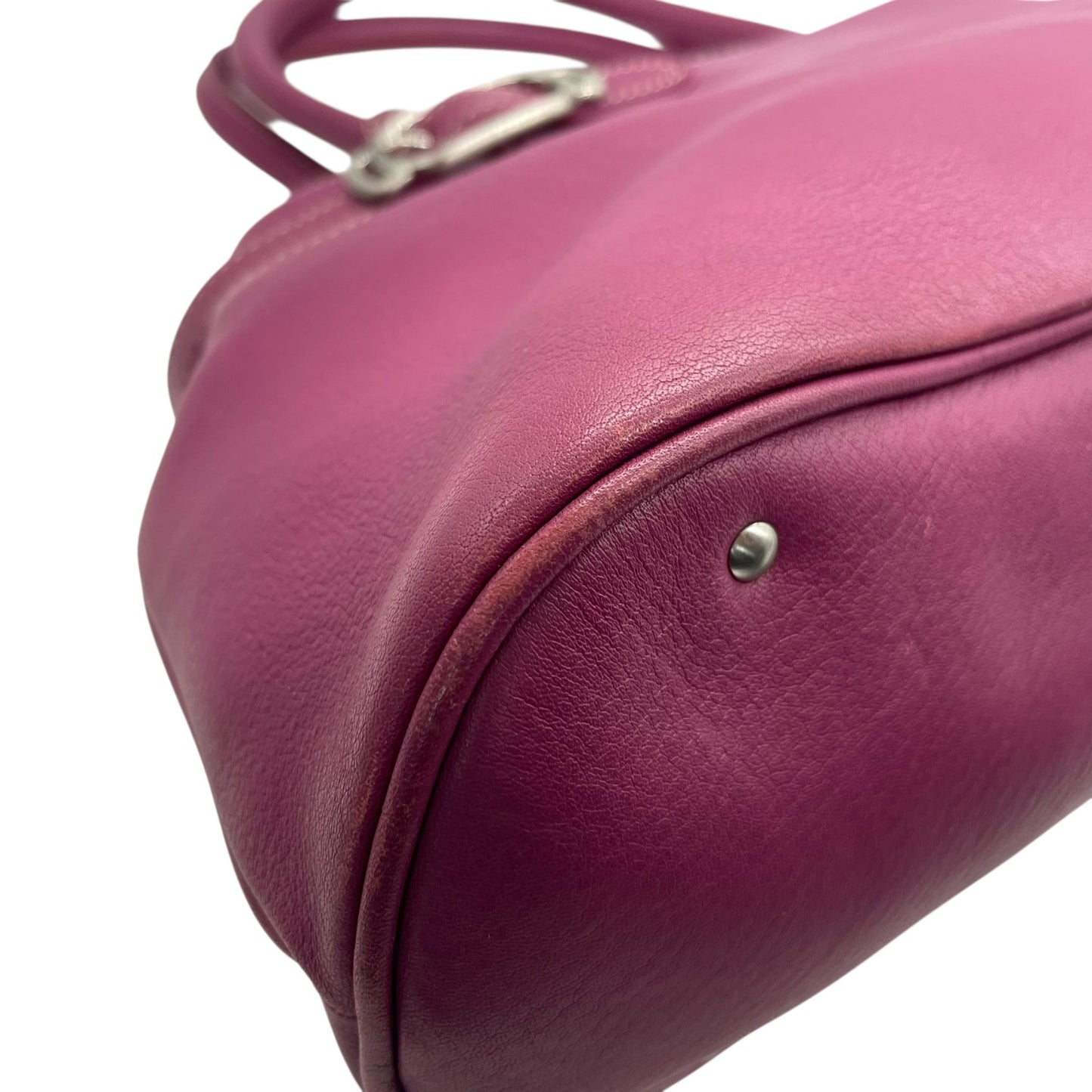 コールハーン COLE HAAN ハンドバッグ ロングハンドル レザー パープル ピンク シルバー金具 ステッチデザイン 上品カラー T3