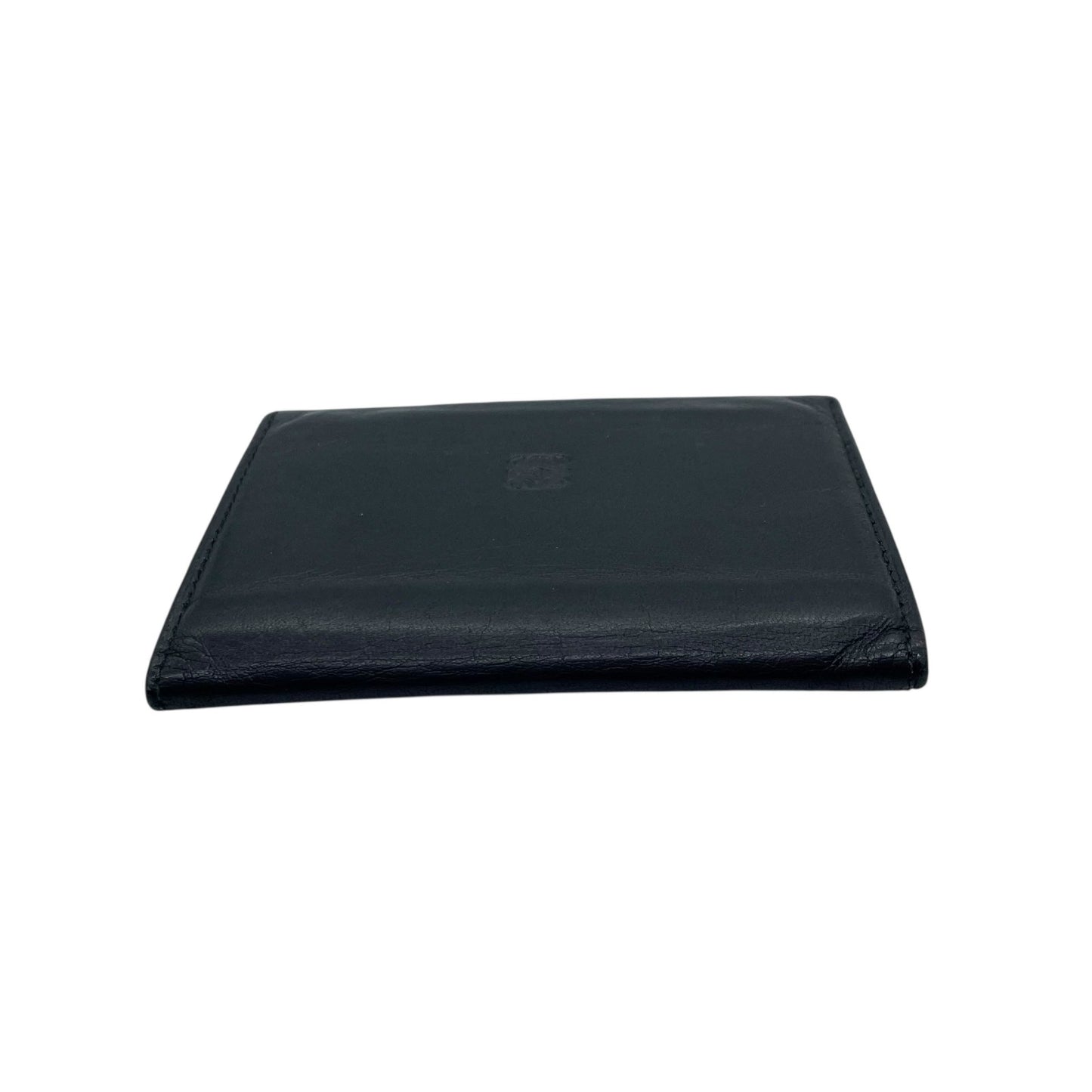 ロエベ LOEWE アナグラム レザー 二つ折り財布 黒 ブラック コンパクトウォレット メンズ レディース ヴィンテージ W4