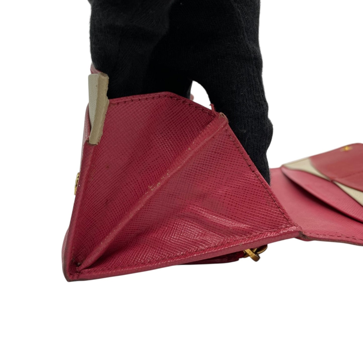 PRADA プラダ 長財布 ロングウォレット サフィアーノレザー フラップ ピンク バイカラー ゴールド金具 ロゴ レディース W3