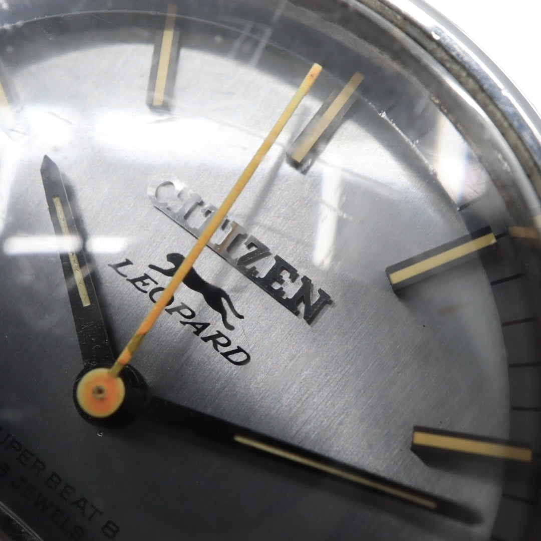 シチズン CITIZEN レオパード スーパー ビート8 自動巻き 腕時計 Ref.4-720431 1970年代 ステンレススチール ブルー×ゴールド レザー 23石 メンズ G4