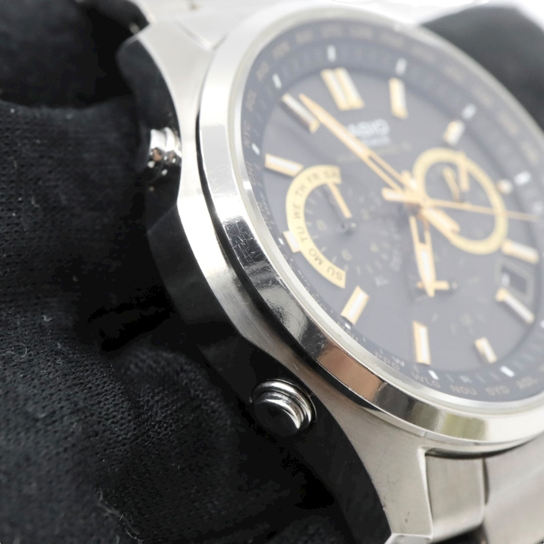 【美品/稼働品】カシオ リニエージ 腕時計 LIW-M610TDS 電波ソーラー チタン サファイアガラス メンズ ブラック ゴールド アナログ ワールドタイム MULTI BAND 6 ウェーブセプター ビジネス 軽量 G10