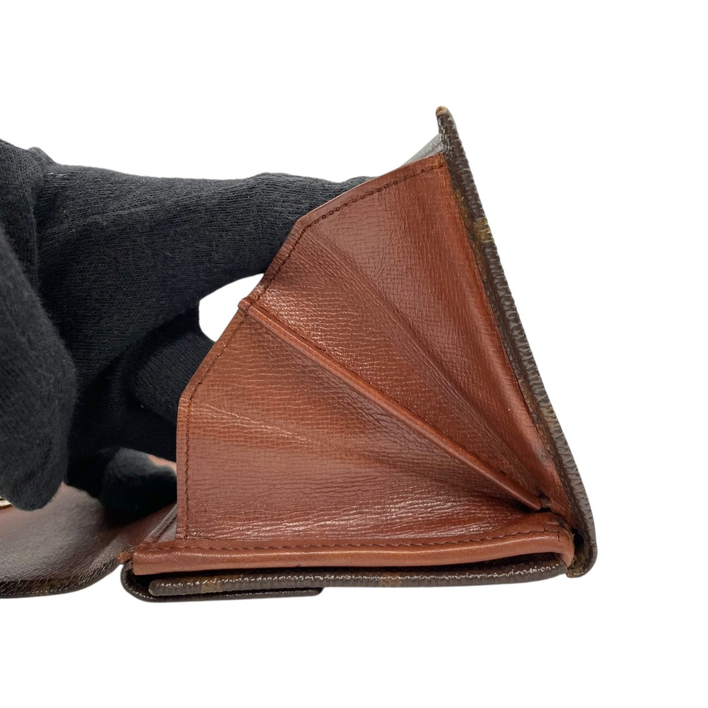 LOUIS VUITTON ルイヴィトン 三つ折り財布 ポルトモネビエ モノグラム M61660 Wホック ブラウン PVC レザー M4