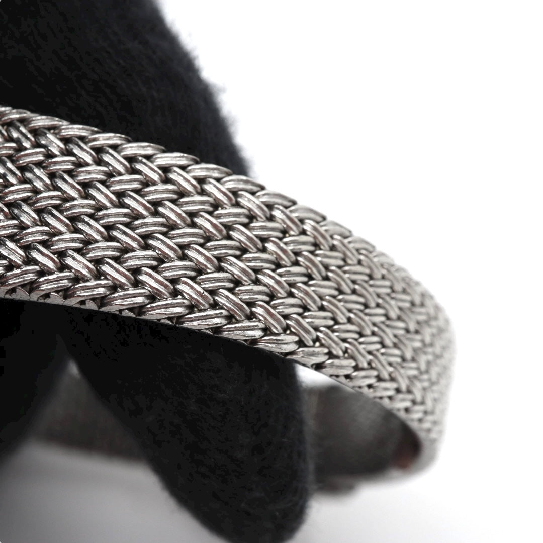 【美品/電池交換済】イエマ YEMA 腕時計 P7307 レディース スクエア ラインストーンベゼル クオーツ シルバー メッシュベルト ブレスレット ジュエリーウォッチ ドレスウォッチ アンティーク ビンテージ クラシック エレガント G10