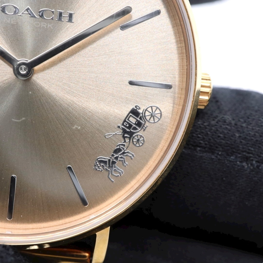 コーチ COACH 腕時計 レディース クォーツ ペリー Perry ゴールド メッシュベルト CA.120.7.34.1710 アナログ ウォッチ ホースアンドキャリッジ 馬車ロゴ エレガント 上品 モダン クラシック 美品 ほぼ新品 希少 G10