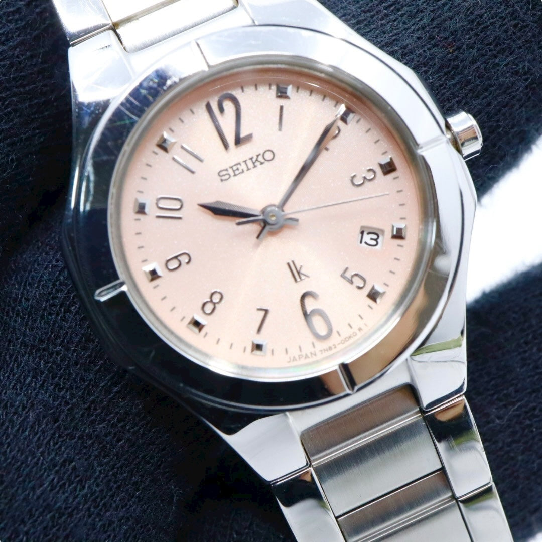 SEIKO セイコー LUKIA ルキア 7N82 ピンク文字盤 ステンレス レディース クオーツ デイト 上品ウォッチ I2