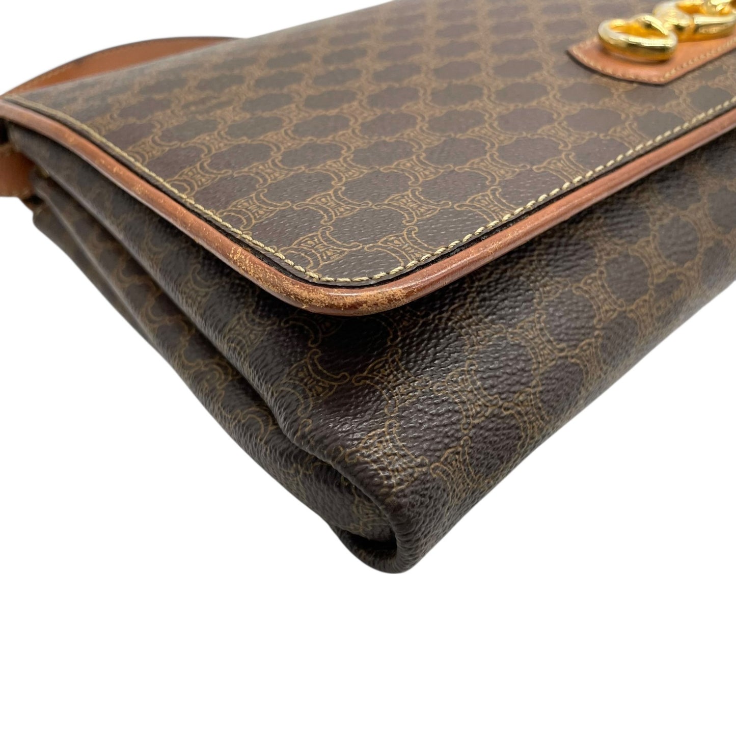 CELINE セリーヌ マカダム ショルダーバッグ ヴィンテージ オールドセリーヌ PVC レザー ゴールド金具 フラップデザイン 1980s 1990s クラシック クロスボディ k1