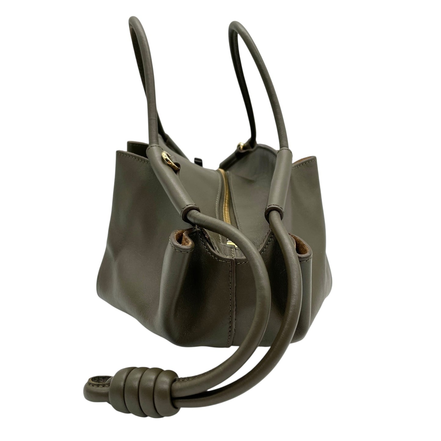 極 美品 未使用級 LOEWE ロエベ Paseo スモール レザー 2WAY ショルダーバッグ ハンドバッグ カーキ グリーンベージュ 上品 軽量