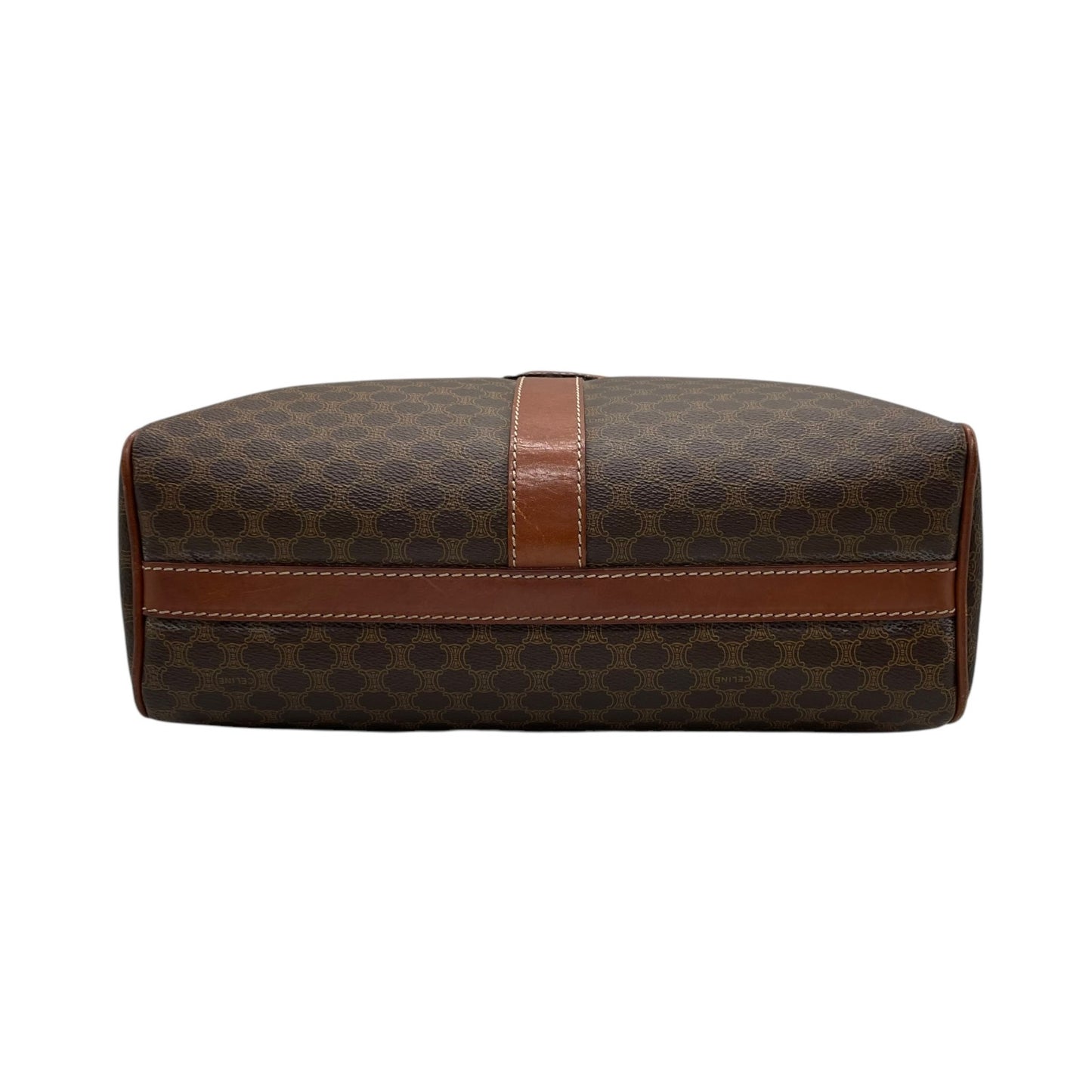 CELINE セリーヌ オールドセリーヌ マカダム柄 ハンドバッグ ショルダーバッグ ワンショルダー 肩掛け PVC レザー 本革 ブラウン 茶色 ゴールド金具 ファスナー開閉 ヴィンテージ K12