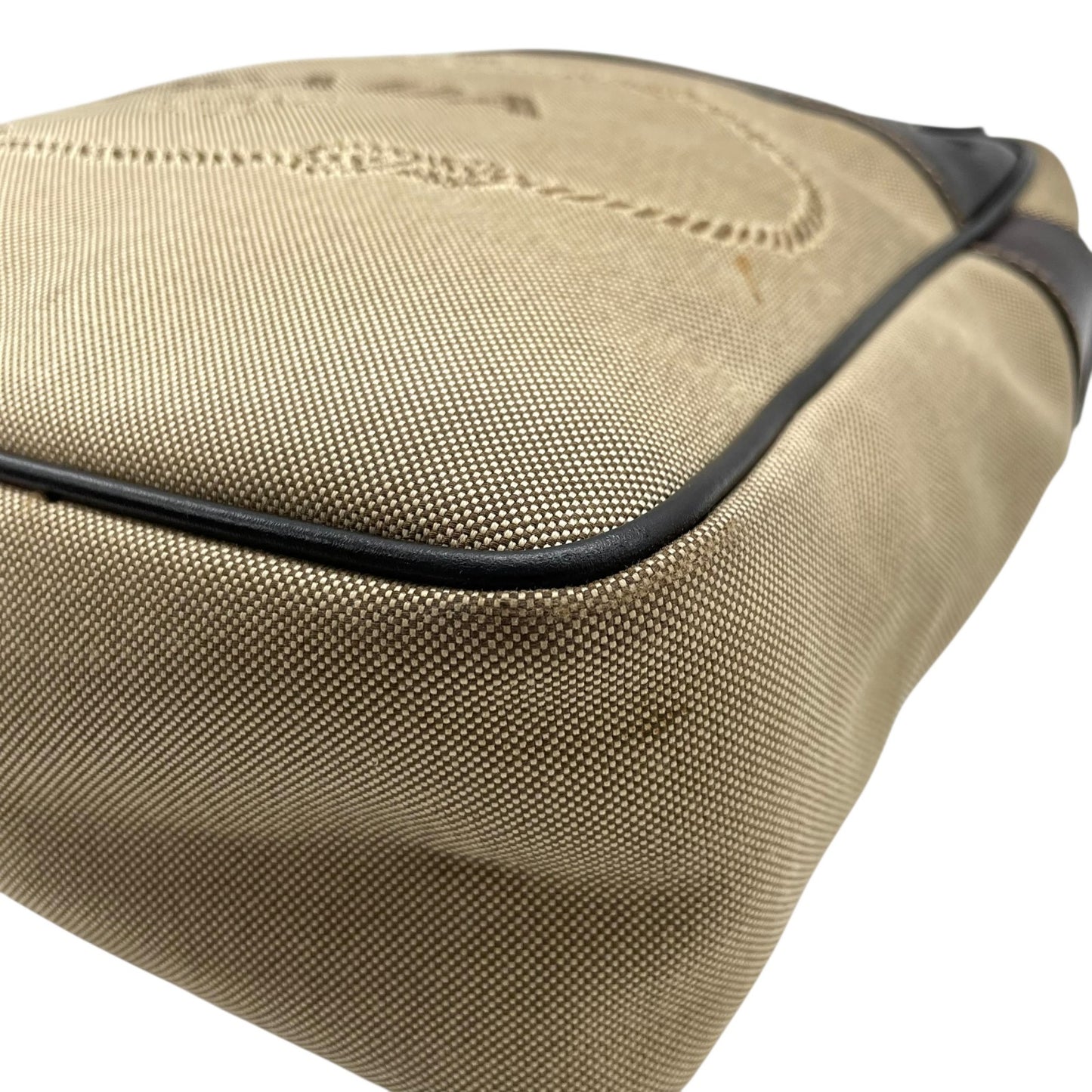 美品 PRADA プラダ ショルダーバッグ ジャガード VA0644 キャンバス レザー ベージュ ブラウン シルバー金具 斜め掛け可 クロスボディ ロゴ メンズ レディース Q