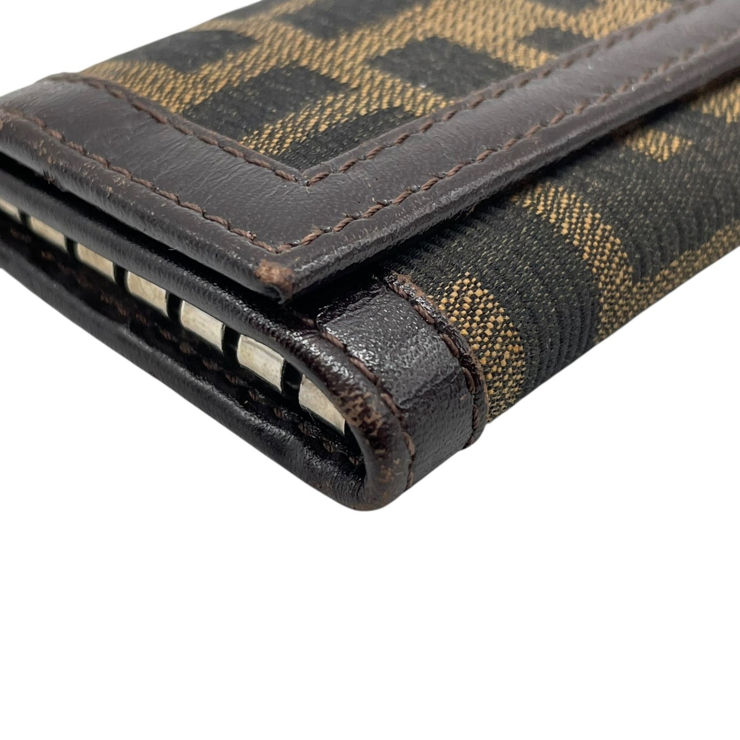 FENDI フェンディ ズッカ柄 6連キーケース キャンバス レザー 茶 ブラウン シルバー金具 FF柄 ヴィンテージ メンズ レディース M2